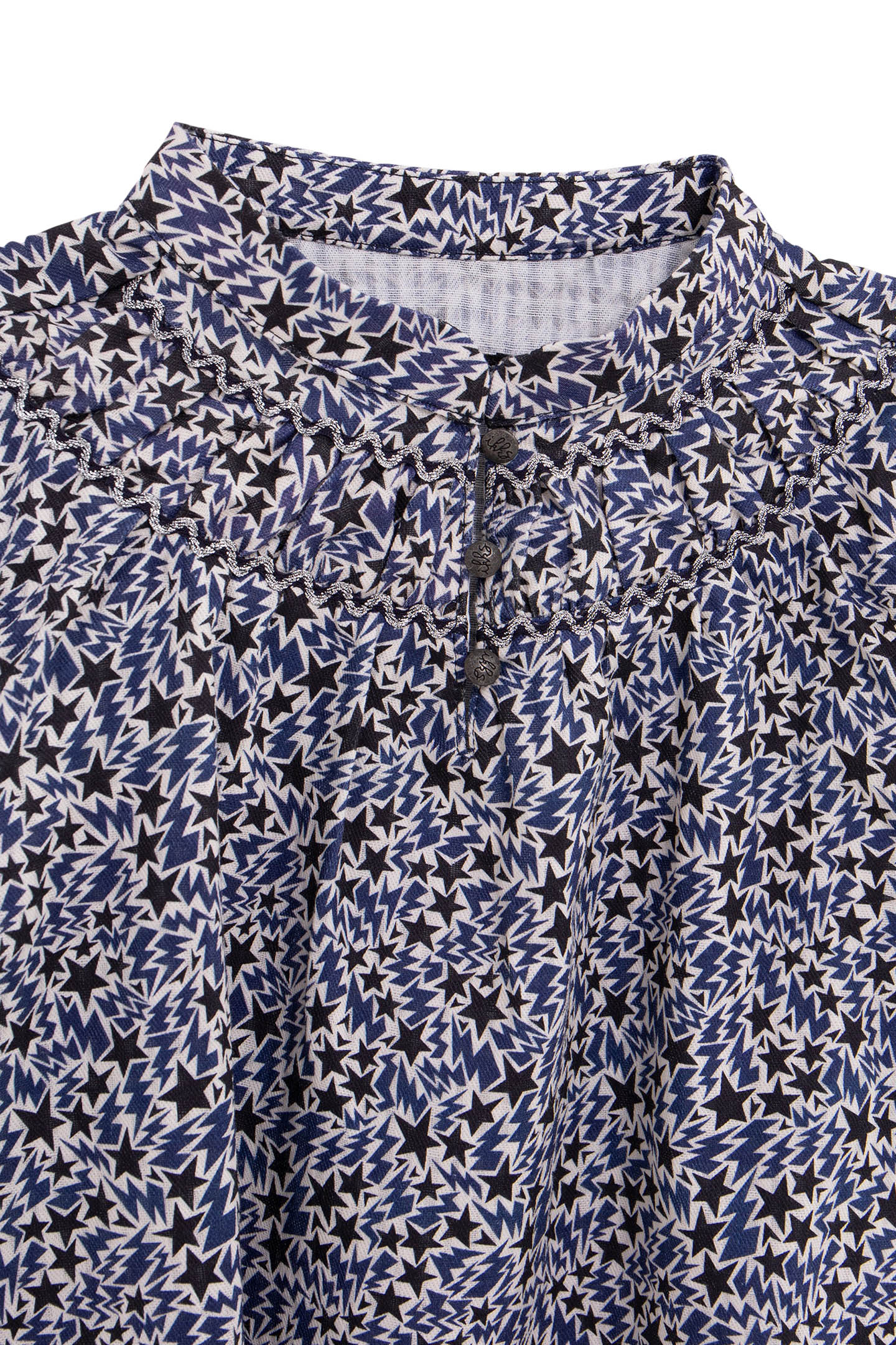 GIRL’S ECRU ORGANIC COTTON STARS-LIGHTNING PRINT BLOUSE 3