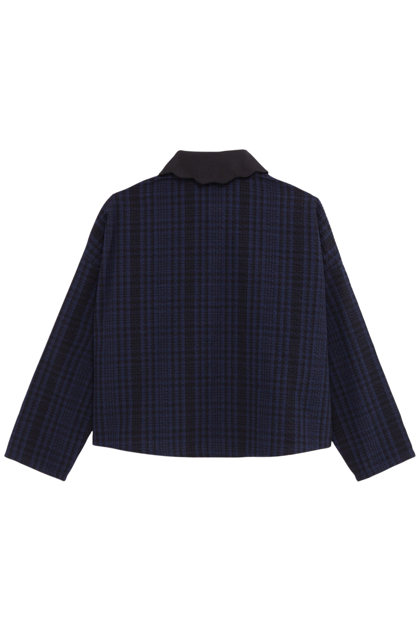 GIRL'S NAVY CHECK CROPPED SHIRT 2