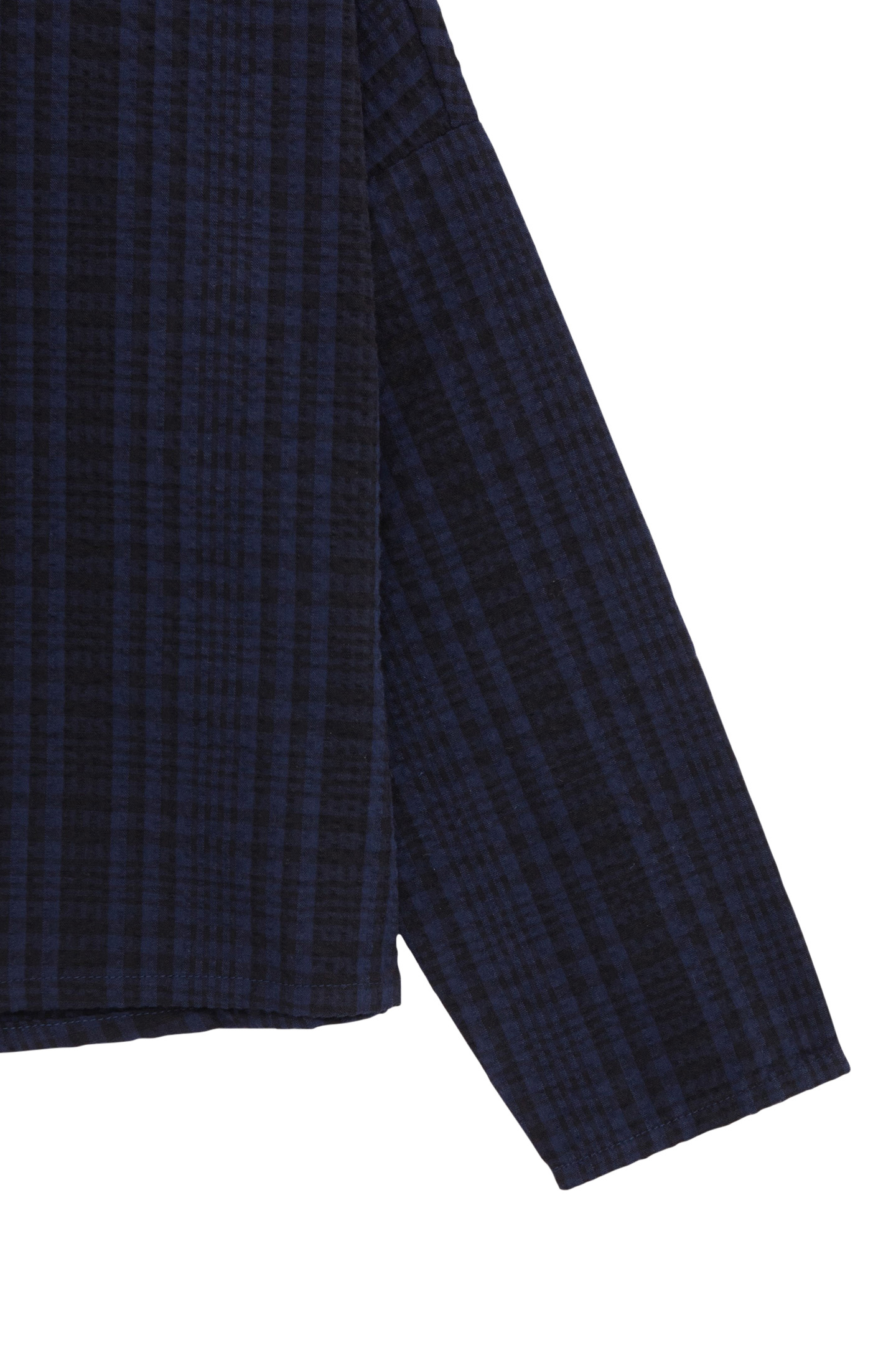 GIRL'S NAVY CHECK CROPPED SHIRT 4