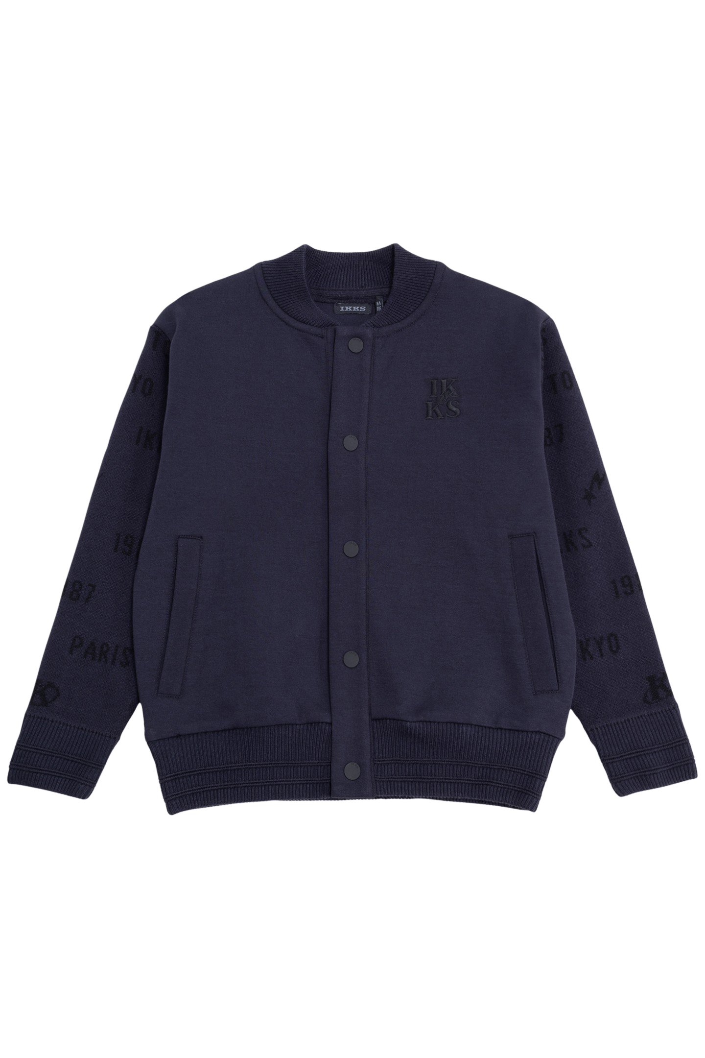 NAVY CARDIGAN SLEEVES KNIT LOGOS BOY by IKKS