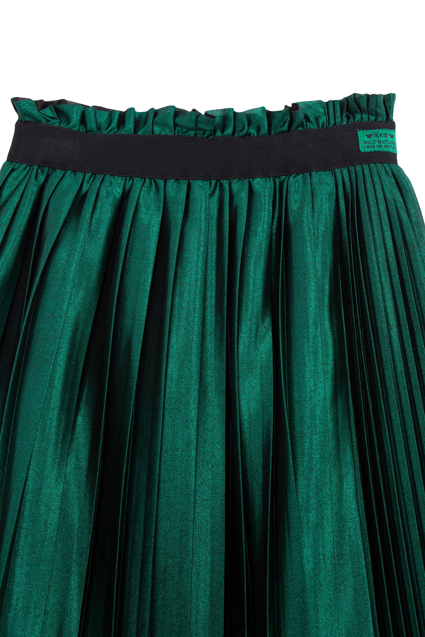 GIRL'S GREEN SATIN PLEATED MIDI SKIRT 3