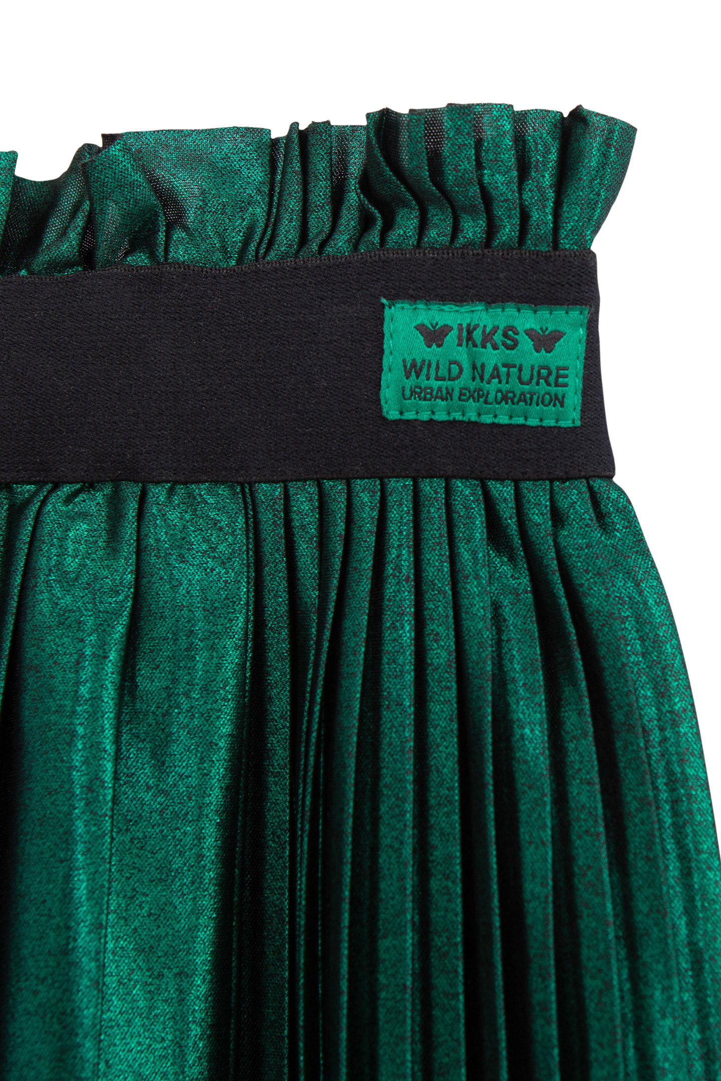 GIRL'S GREEN SATIN PLEATED MIDI SKIRT 4