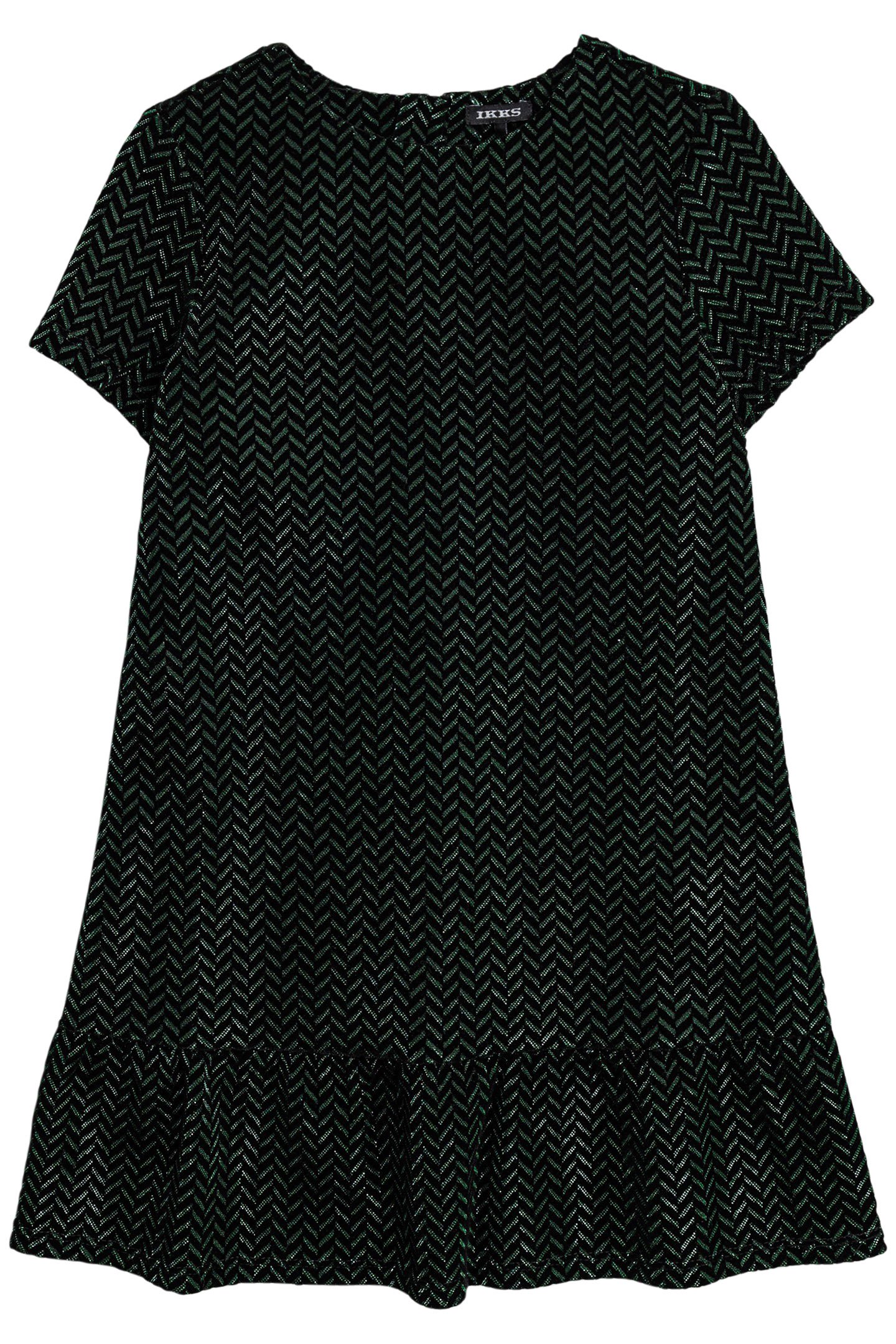 GIRL'S BLACK VELVET HERRINGBONE PATTERN LUREX DRESS 1