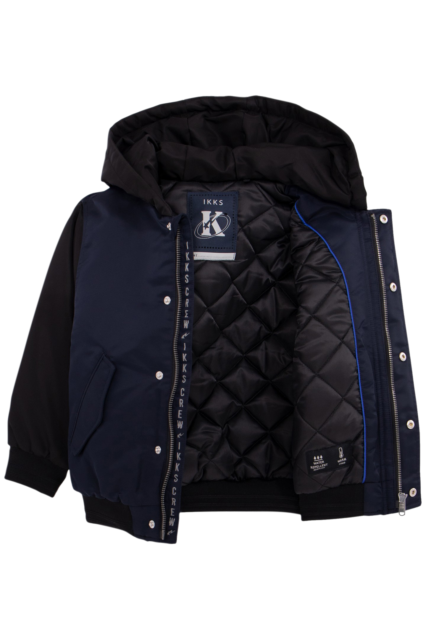 BOYS' NAVY HOODED JACKET WITH BLACK SLEEVES 3