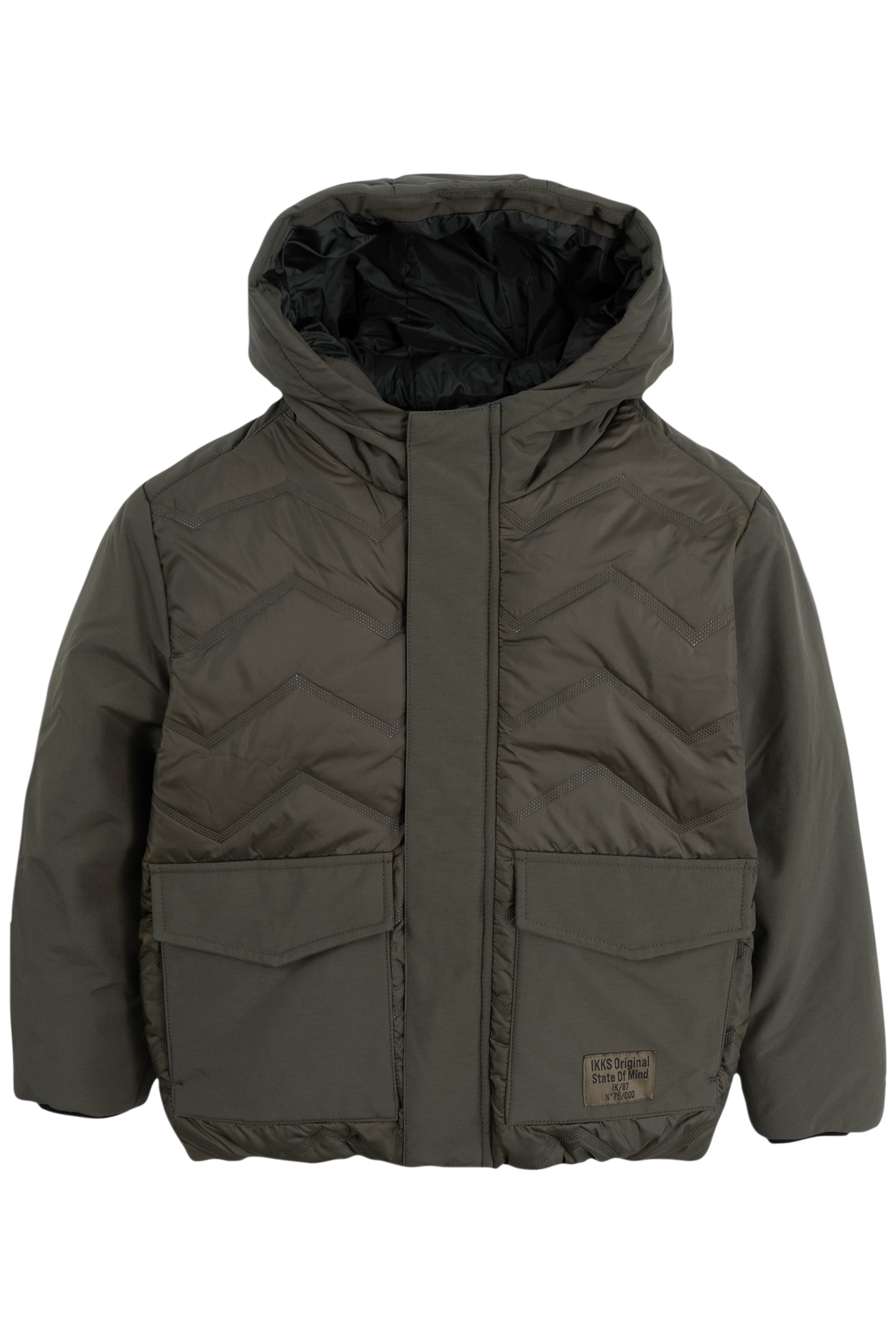 BOY'S KHAKI NYLON HEAT-SEALED HERRINGBONE JACKET by IKKS
