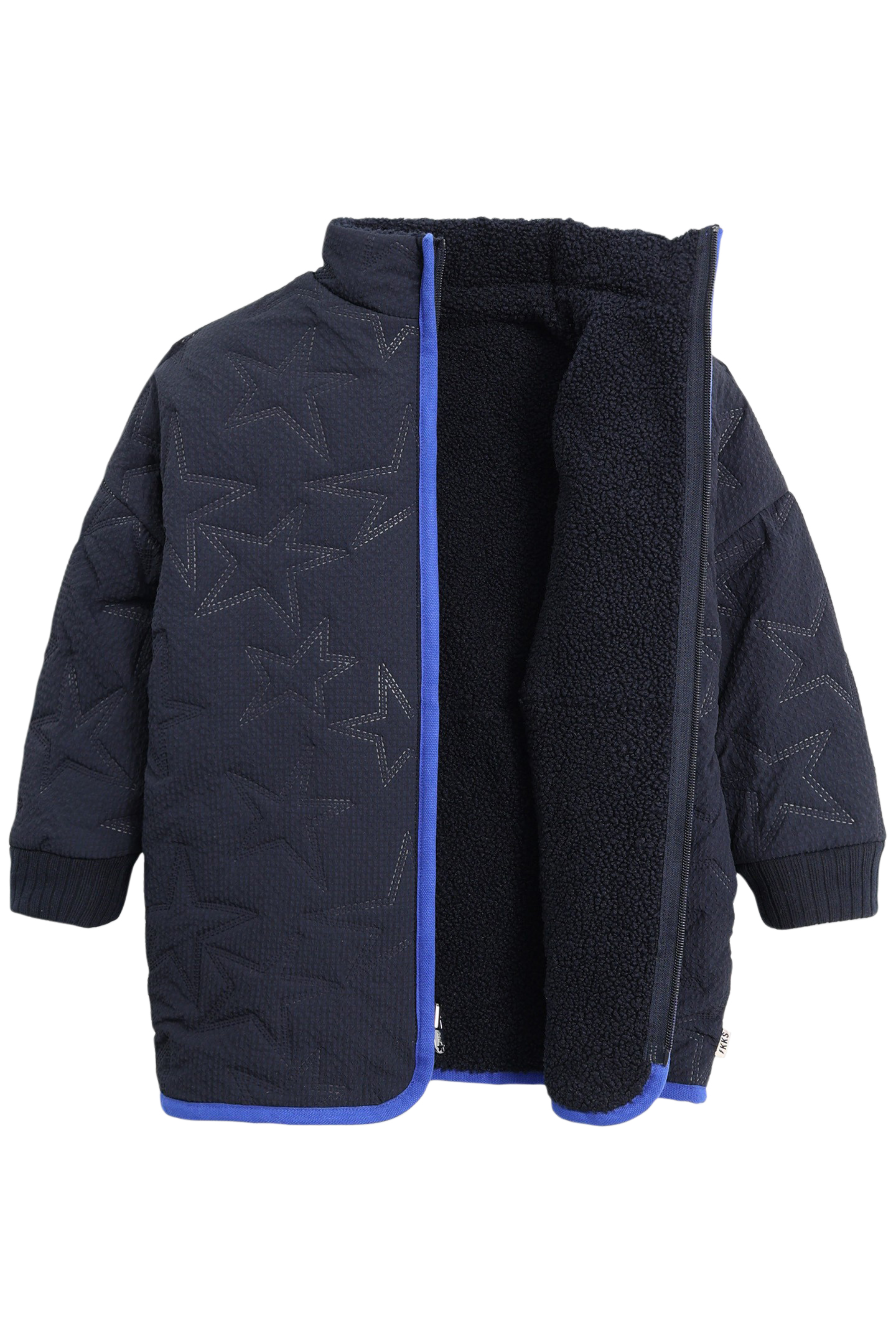 GIRL'S REVERSIBLE NAVY NYLON STAR AND SHERPA COAT 4