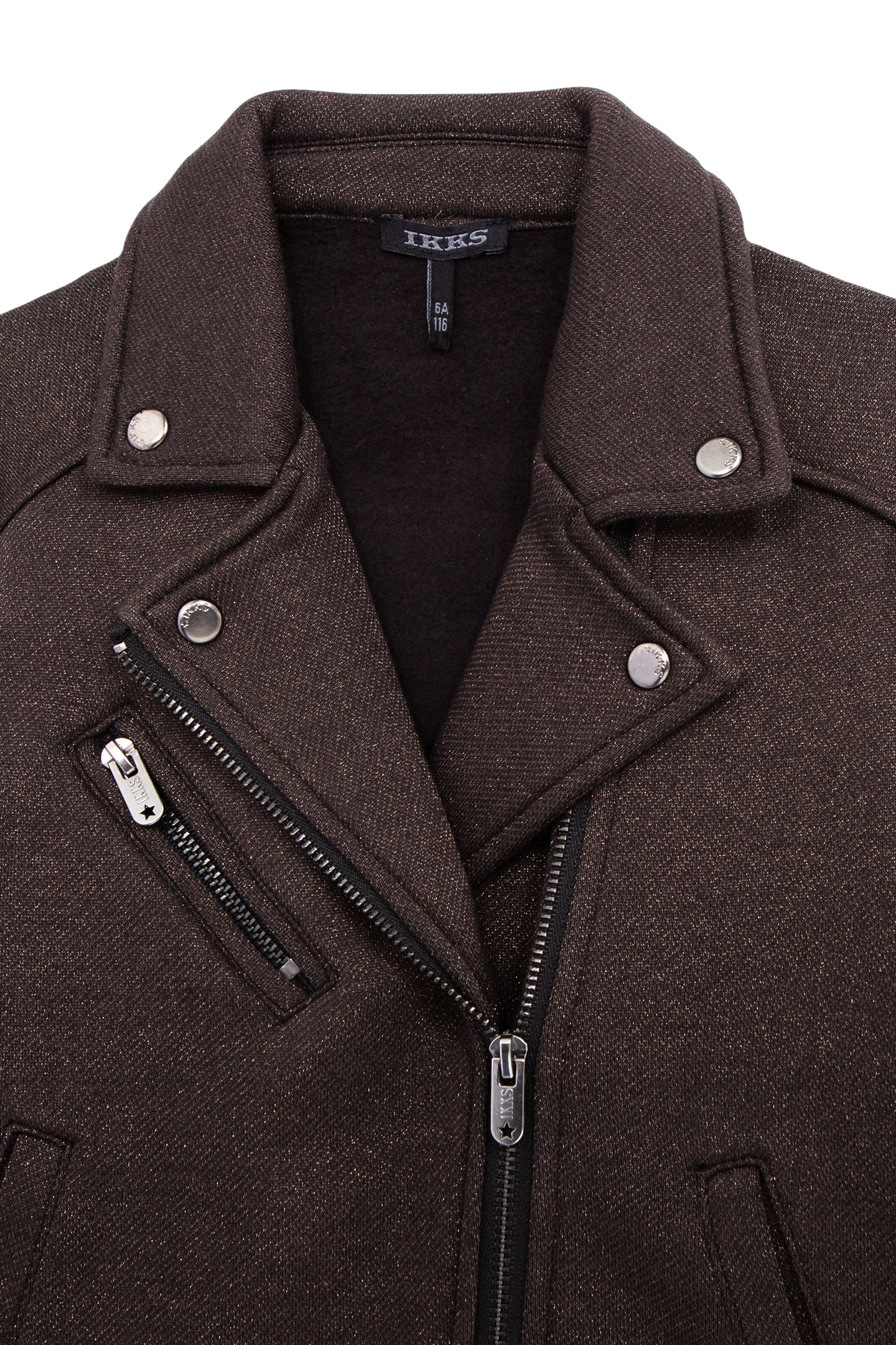 GIRL'S BLACK SEQUINED FLEECE BIKER CARDIGAN 3