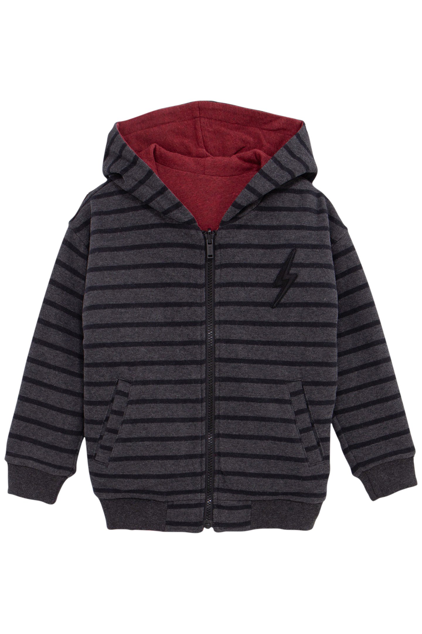 BOY'S REVERSIBLE BURGUNDY AND BLACK STRIPED CARDIGAN by IKKS