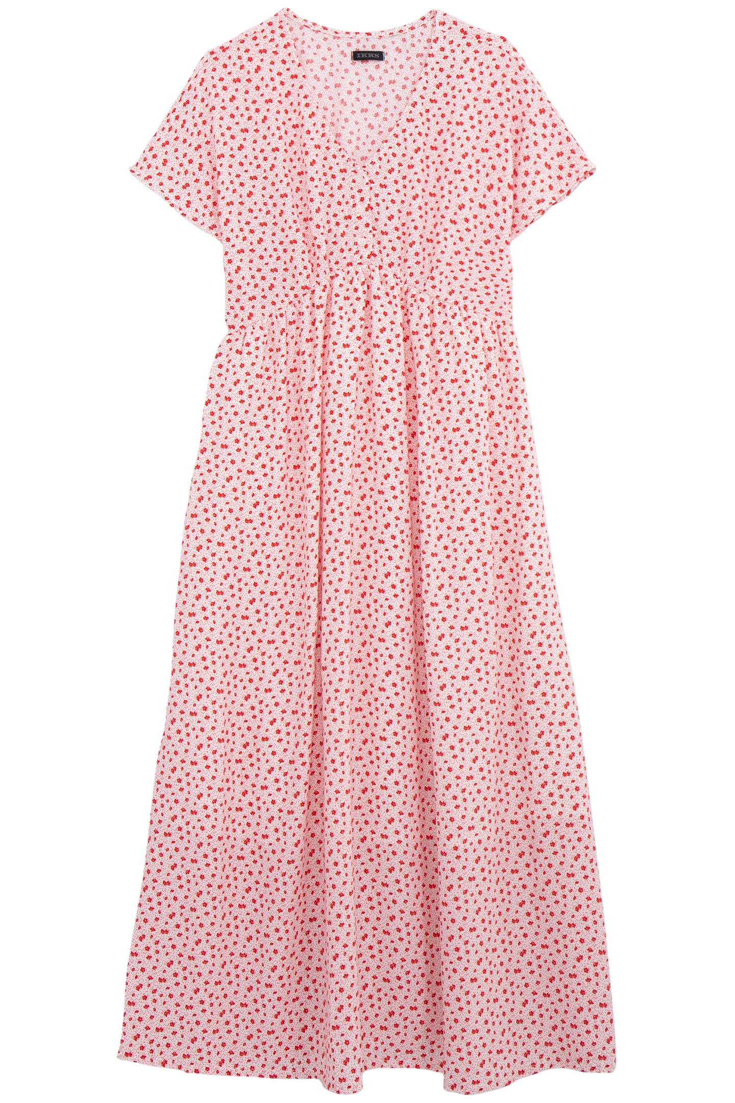 ECRU MIDI DRESS LENZING™ ECOVERO™ RED FLOWERS GIRL 1