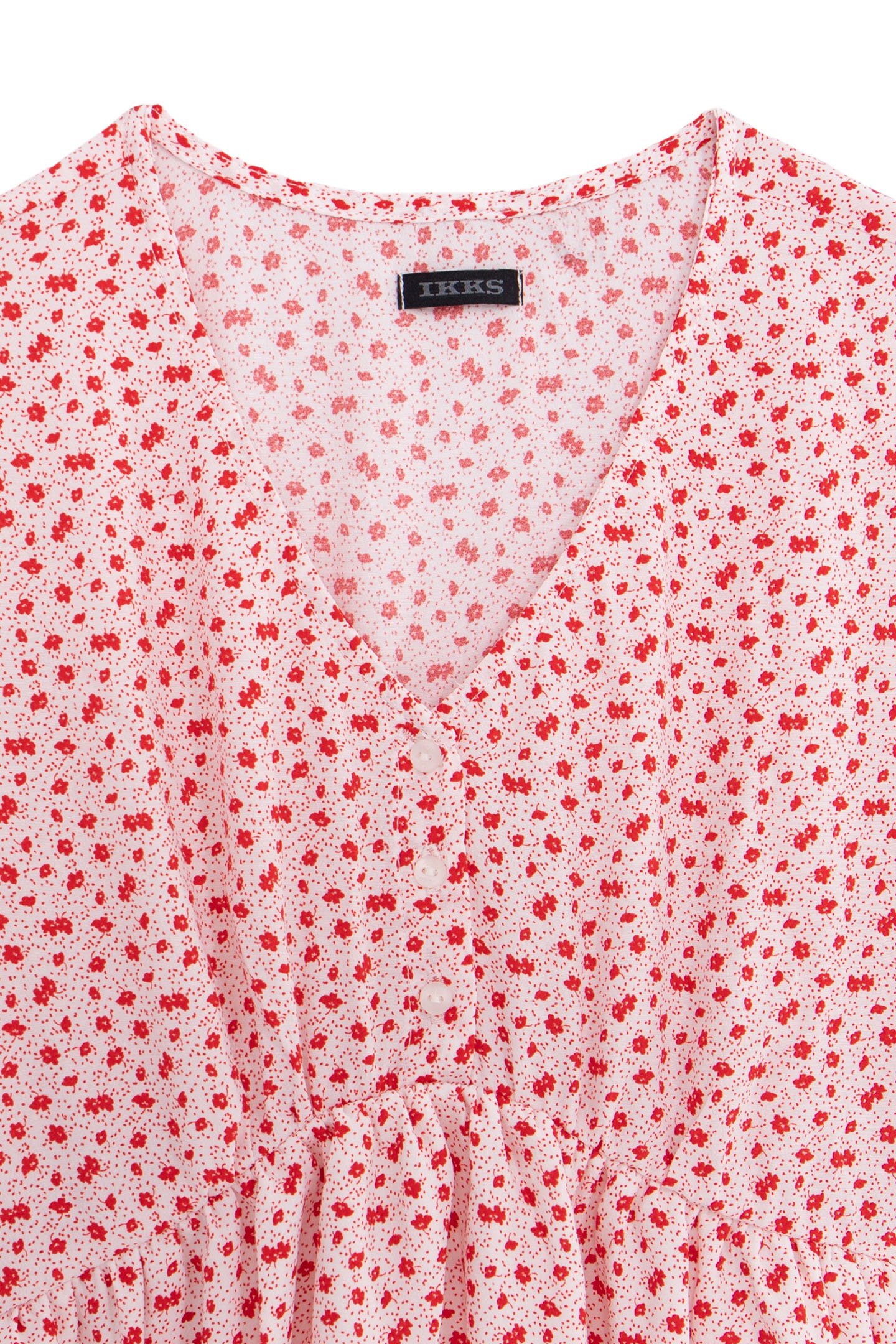 ECRU MIDI DRESS LENZING™ ECOVERO™ RED FLOWERS GIRL 3