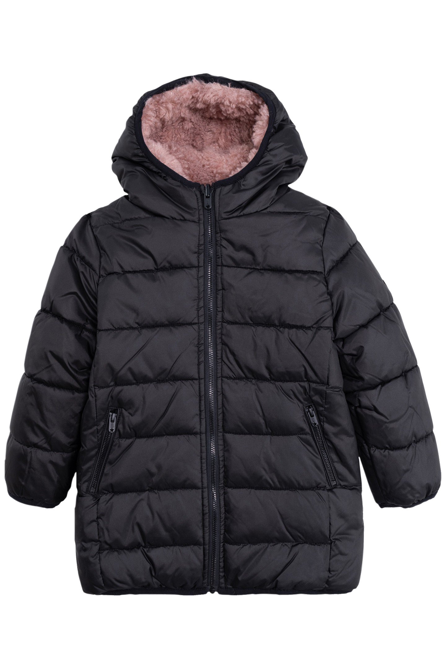 GIRL'S LONG REVERSIBLE BLACK AND PINK SHERPA JACKET by IKKS