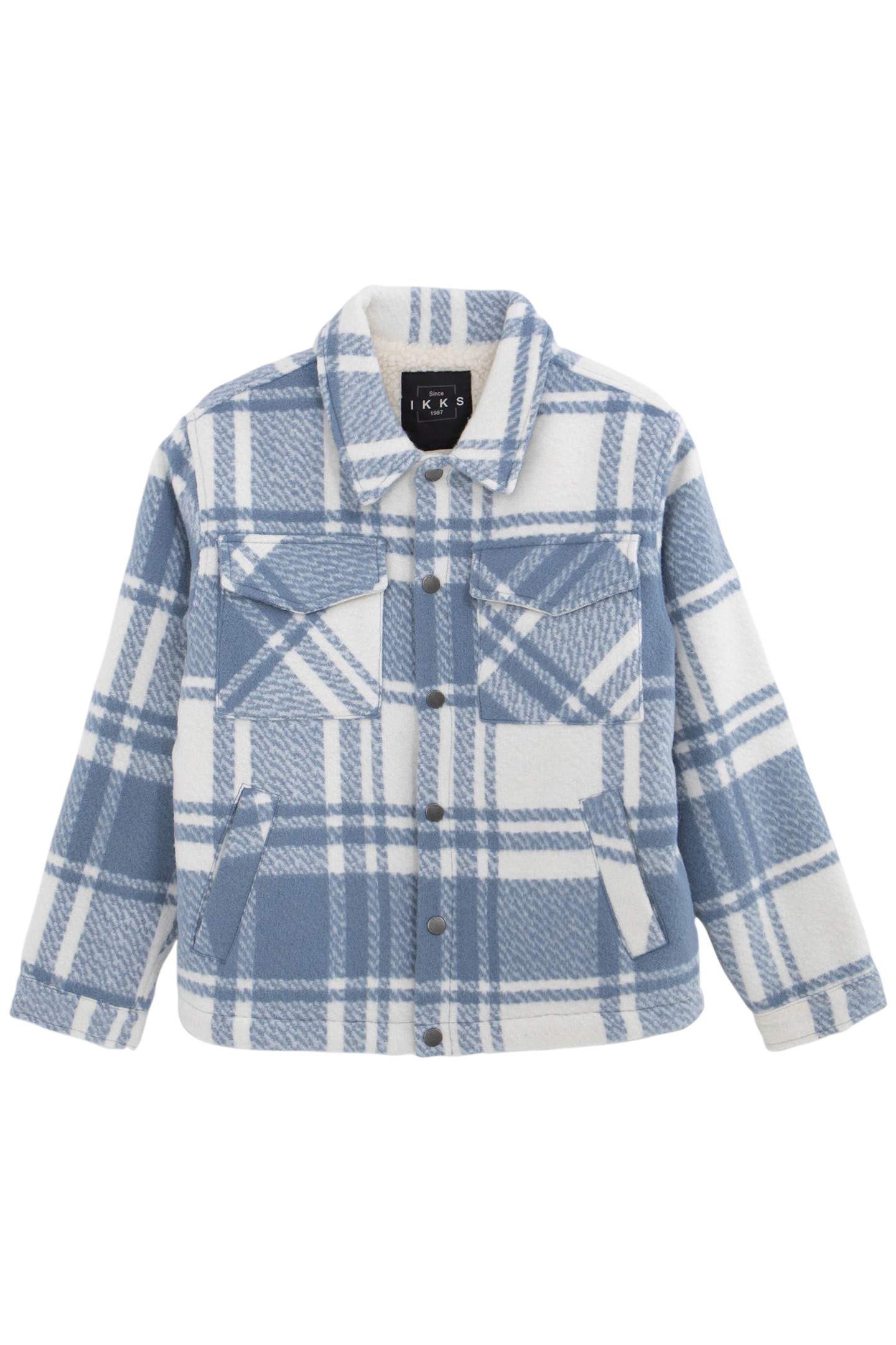 BOY'S BLUE WOOL PLAID JACKET WITH LINING 1