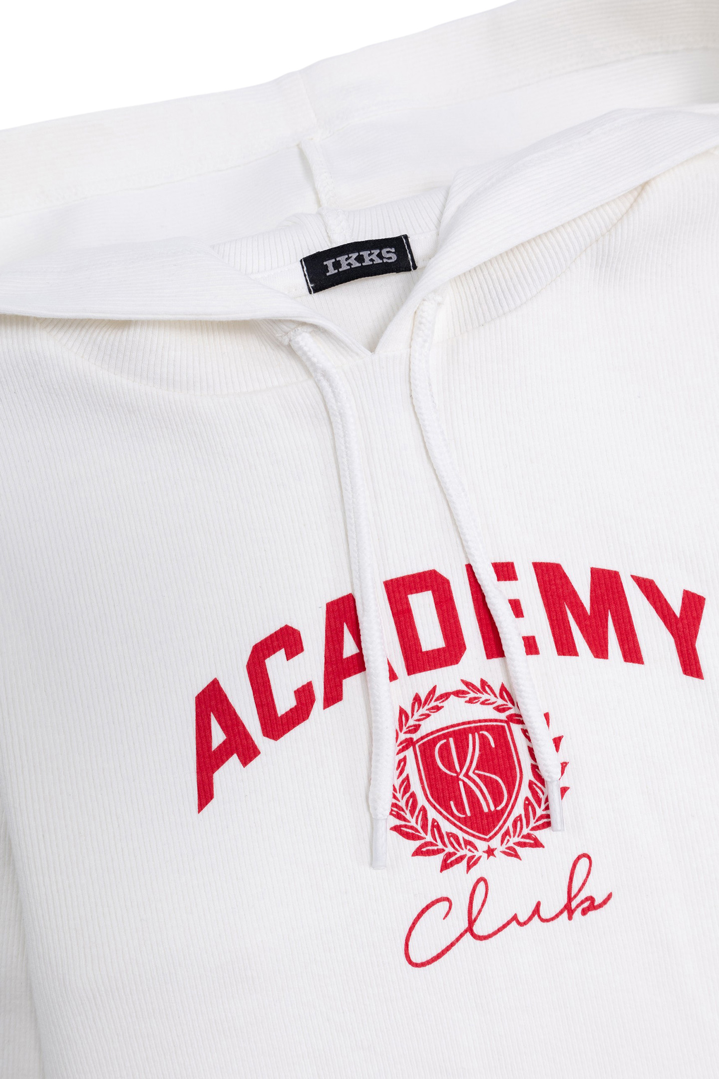 ECRU T-SHIRT WITH RIB KNIT HOOD AND GIRL'S MESSAGE 3