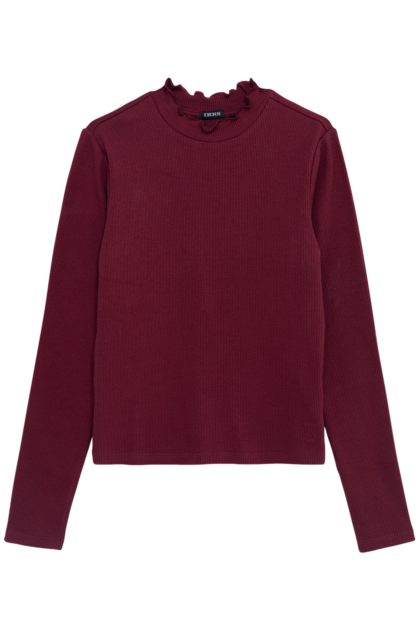 GIRLS' BURGUNDY RIB-KNIT T-SHIRT 1