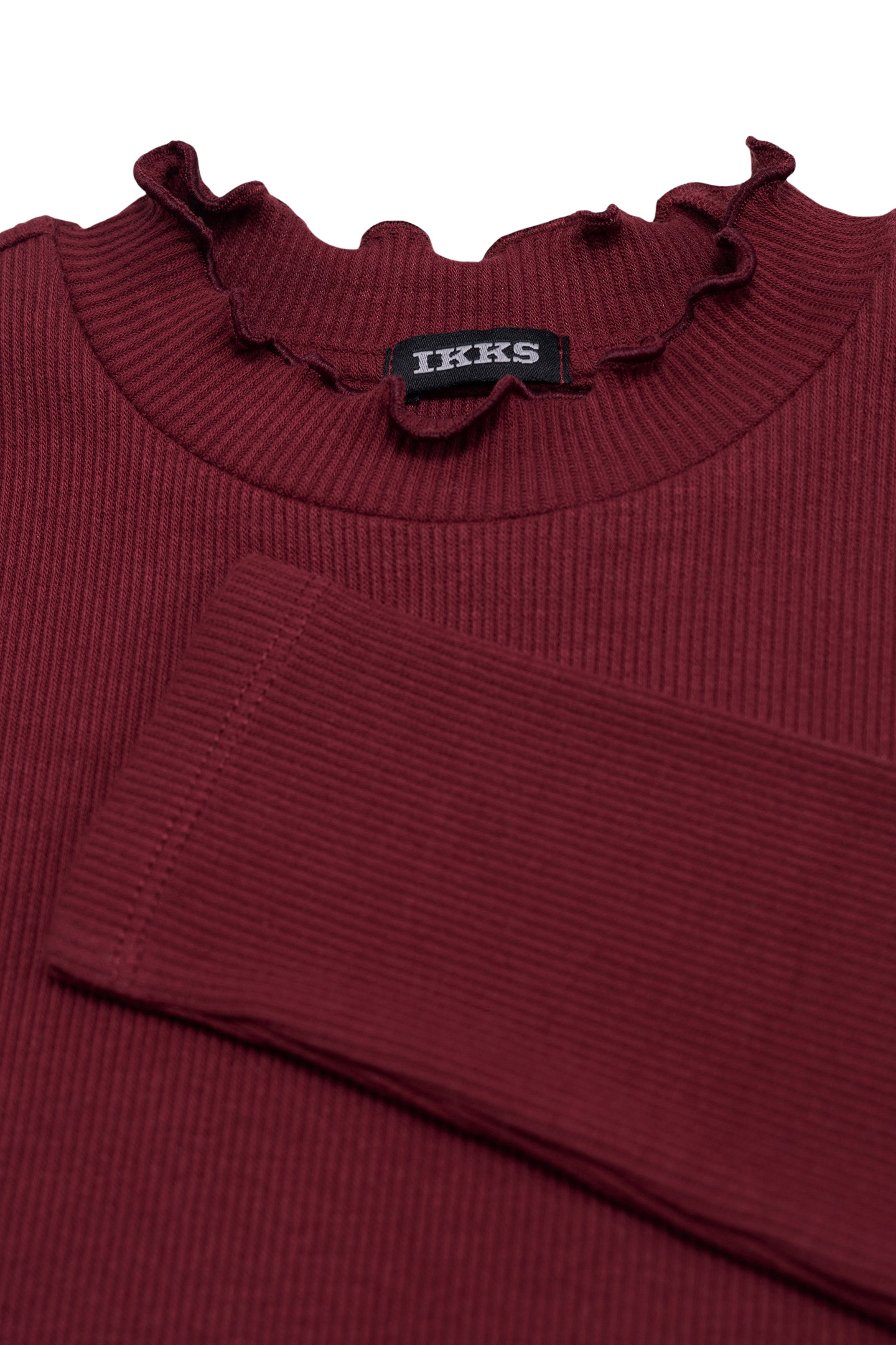 GIRLS' BURGUNDY RIB-KNIT T-SHIRT 6