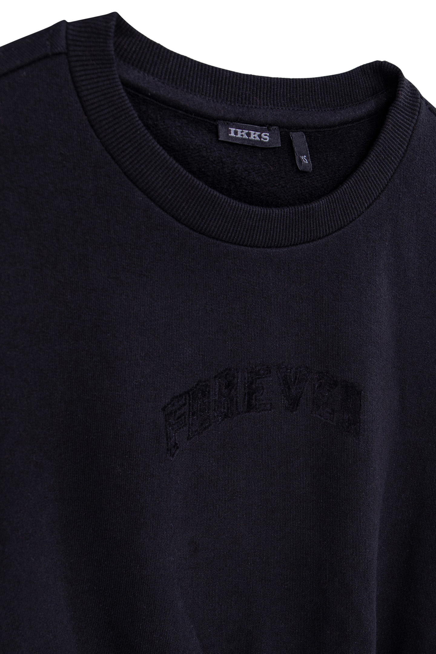 GIRL'S BLACK STUDDED SWEATSHIRT WITH FLOCKED SLOGAN 3