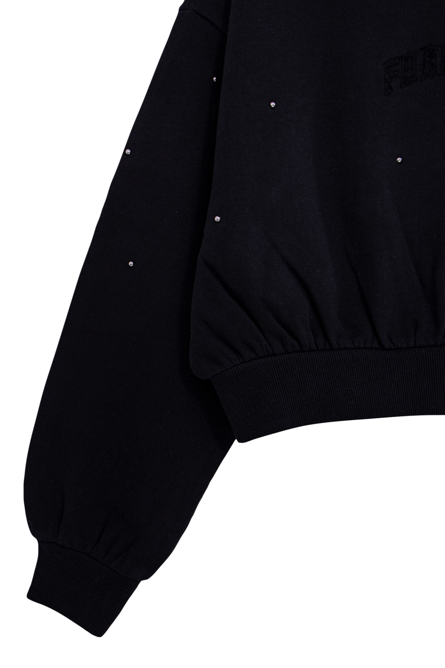 GIRL'S BLACK STUDDED SWEATSHIRT WITH FLOCKED SLOGAN 4