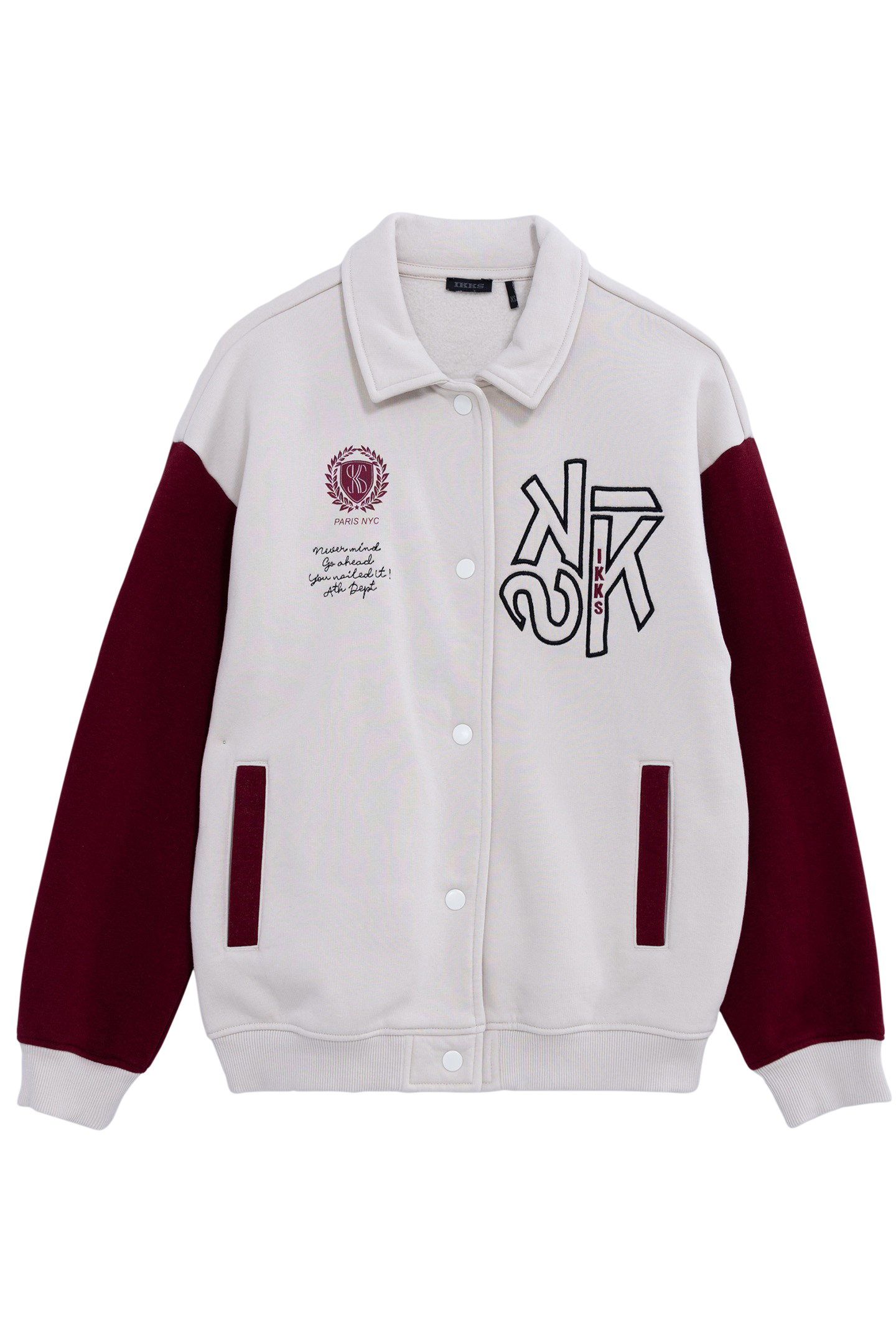 GIRL'S TWO-TONE BEIGE FLEECE BOMBER CARDIGAN 1