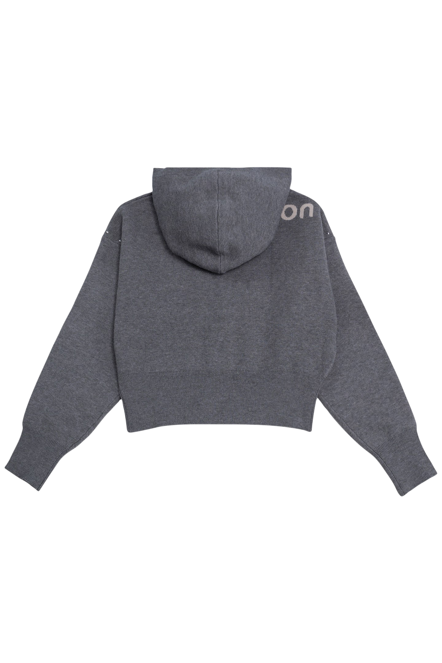GIRL'S INTARSIA MESSAGE GREY KNITTED HOODIE 2
