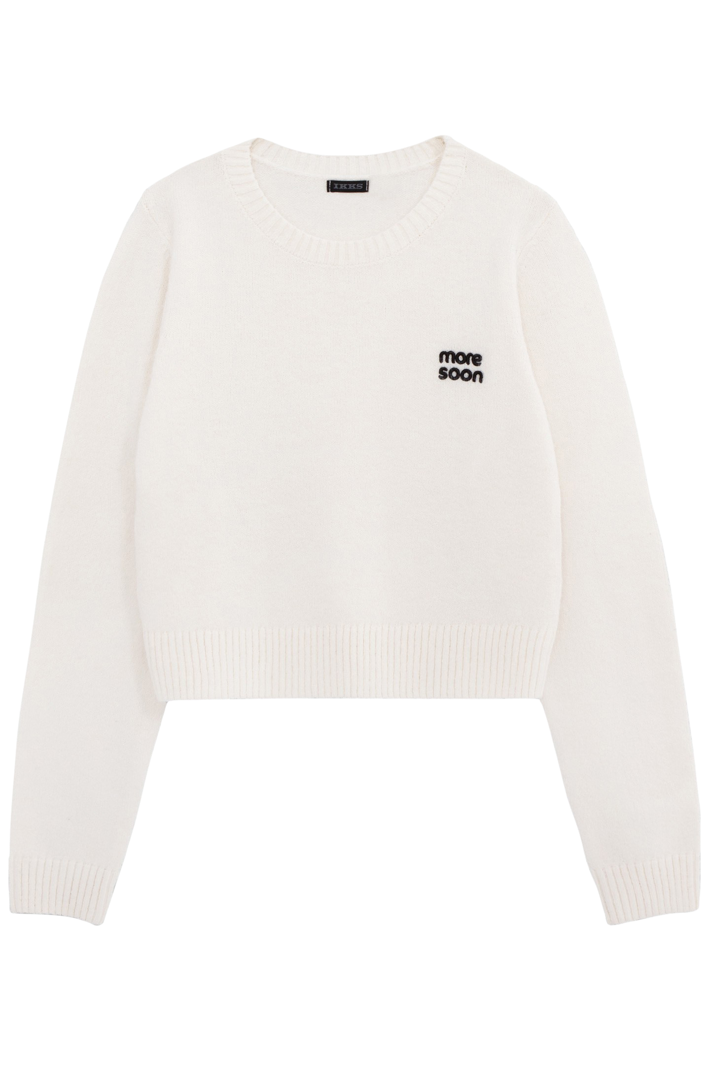 ECRU SWEATER KNIT CROPPED EMBROIDERY MESSAGE GIRL 1