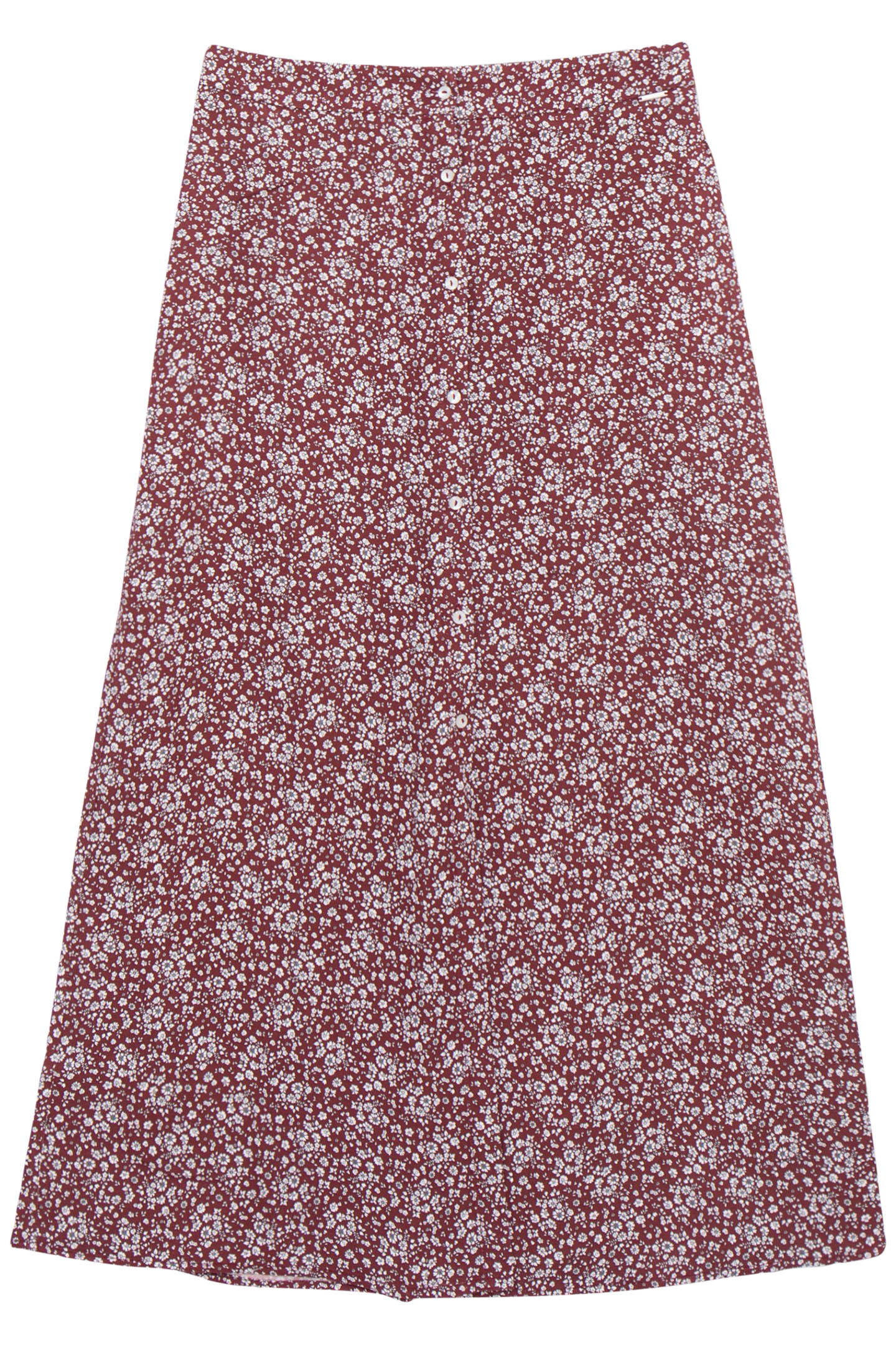 GIRLS' BURGUNDY MICRO FLORAL PRINT LONG SKIRT 1