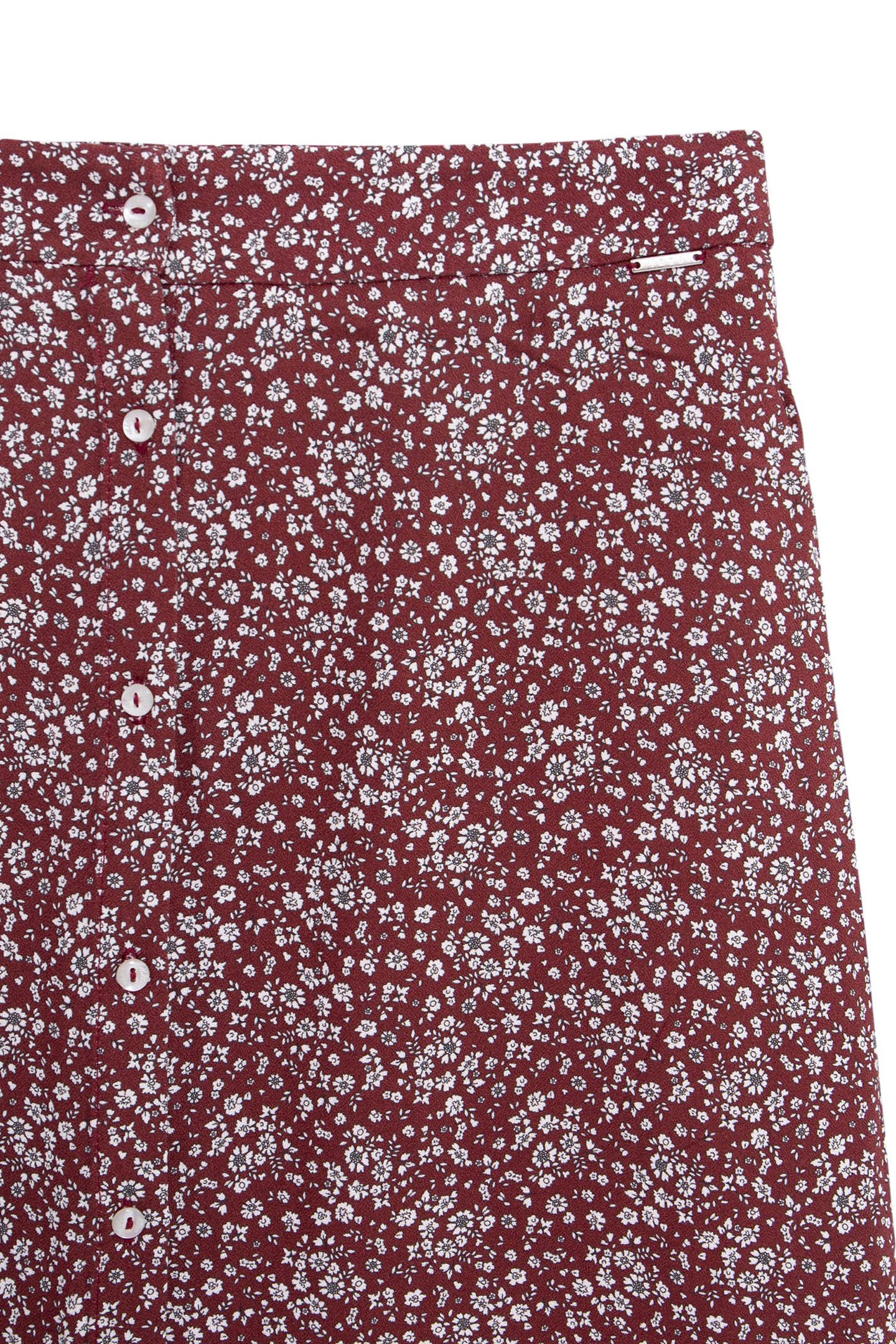 GIRLS' BURGUNDY MICRO FLORAL PRINT LONG SKIRT 3