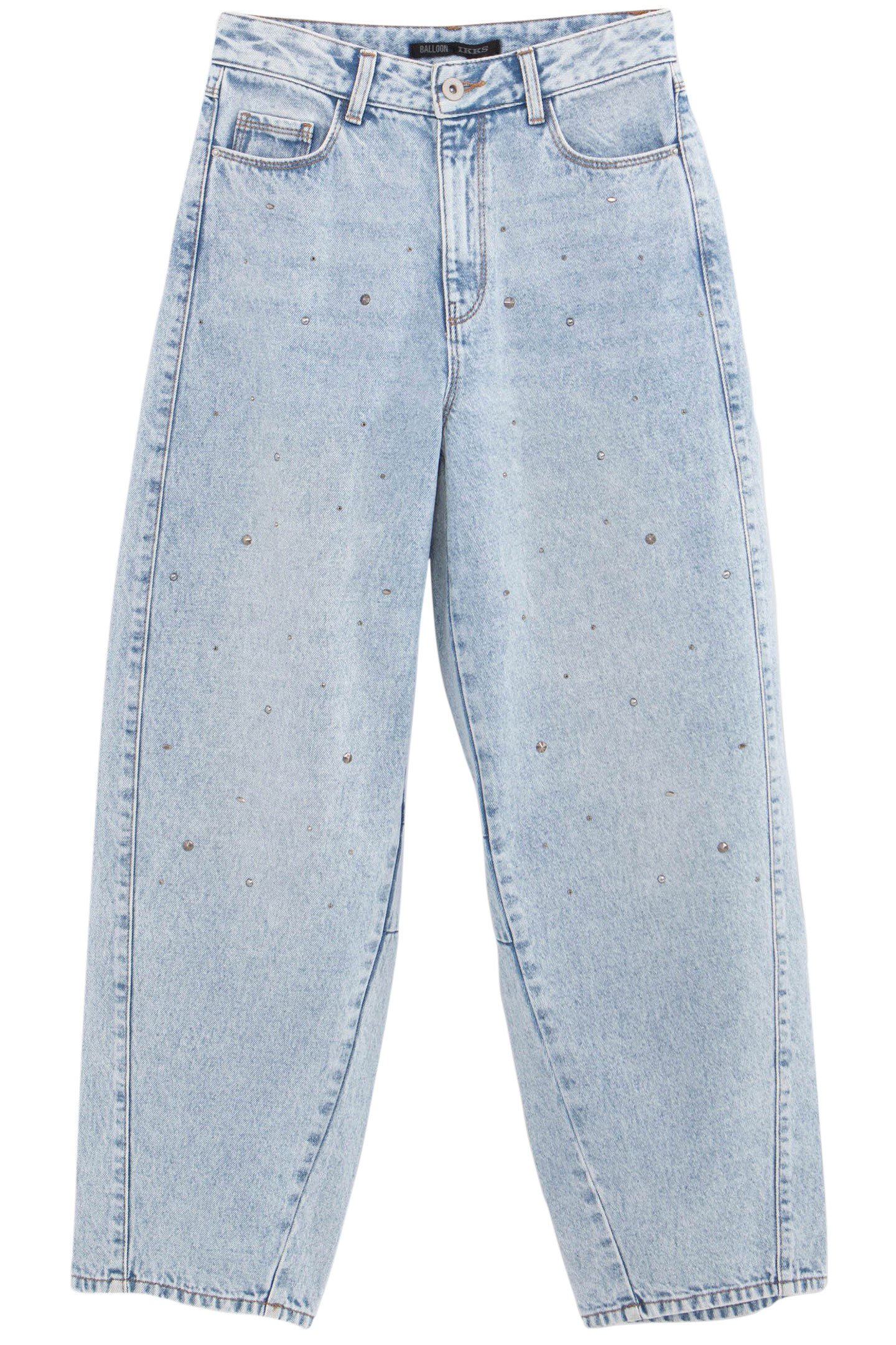 GIRL'S BALLOON BLUE WATERLESS JEANS WITH MULTI-STUD DESIGN 1