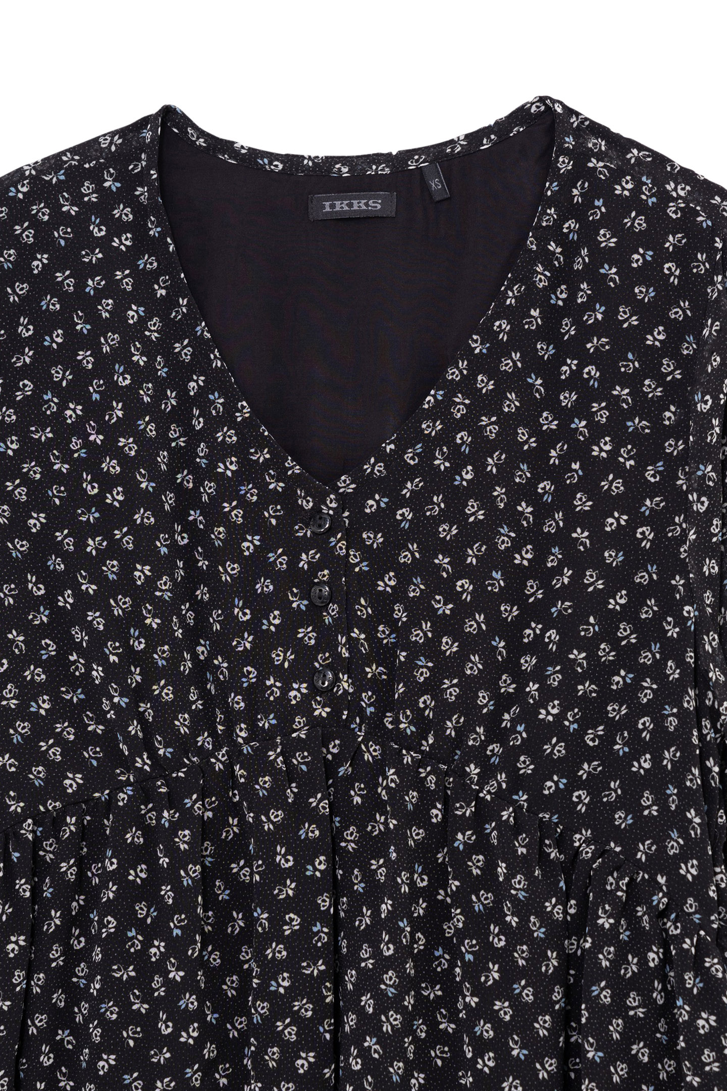 GIRL'S BLACK FLORAL-PRINT MICRO-POIS DRESS 3