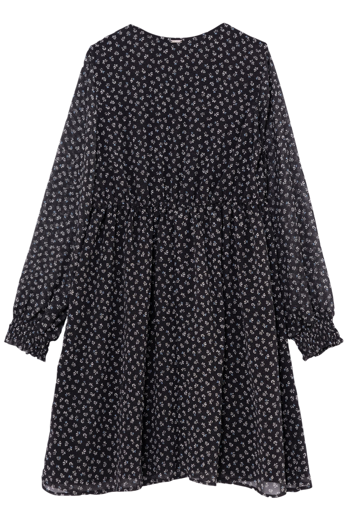 GIRL'S BLACK FLORAL-PRINT MICRO-POIS DRESS 2