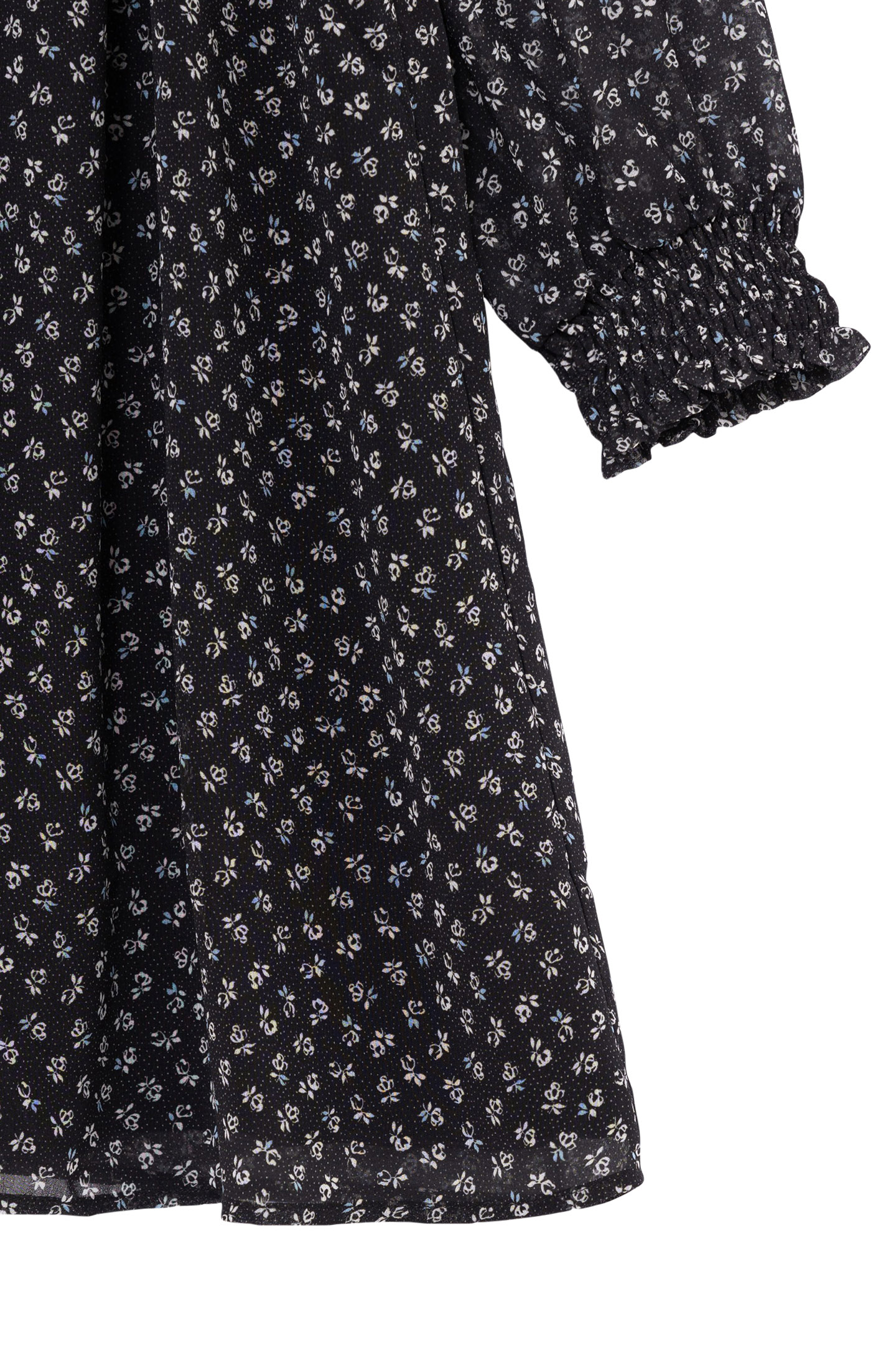 GIRL'S BLACK FLORAL-PRINT MICRO-POIS DRESS 4
