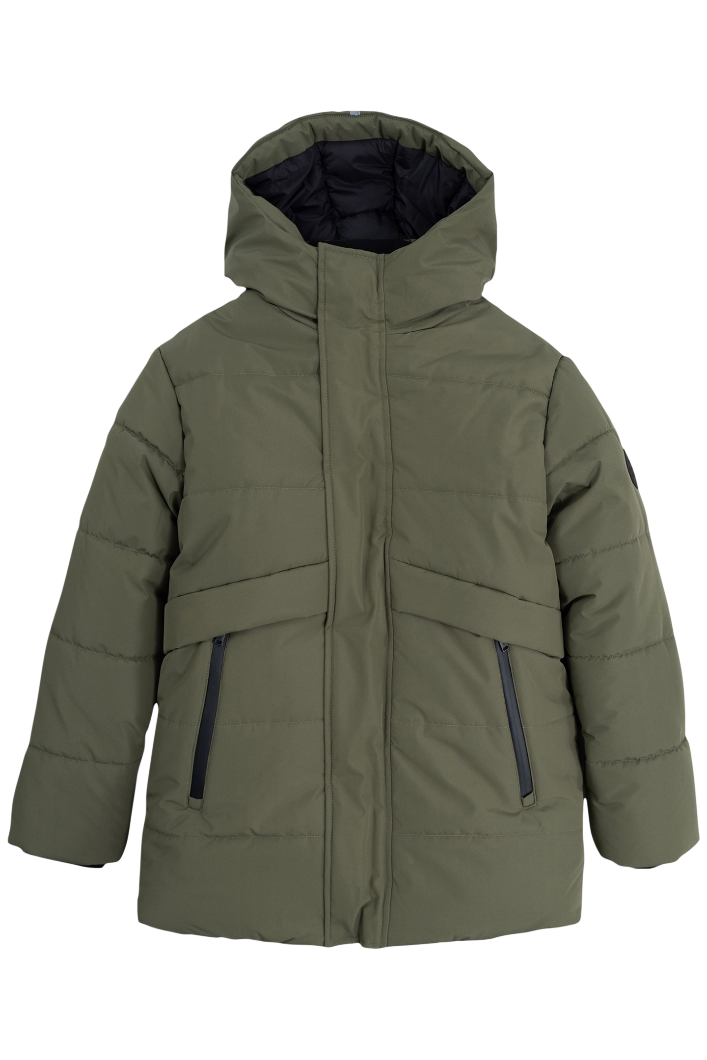 BOY'S LONG KHAKI QUILTED DOWN JACKET 1
