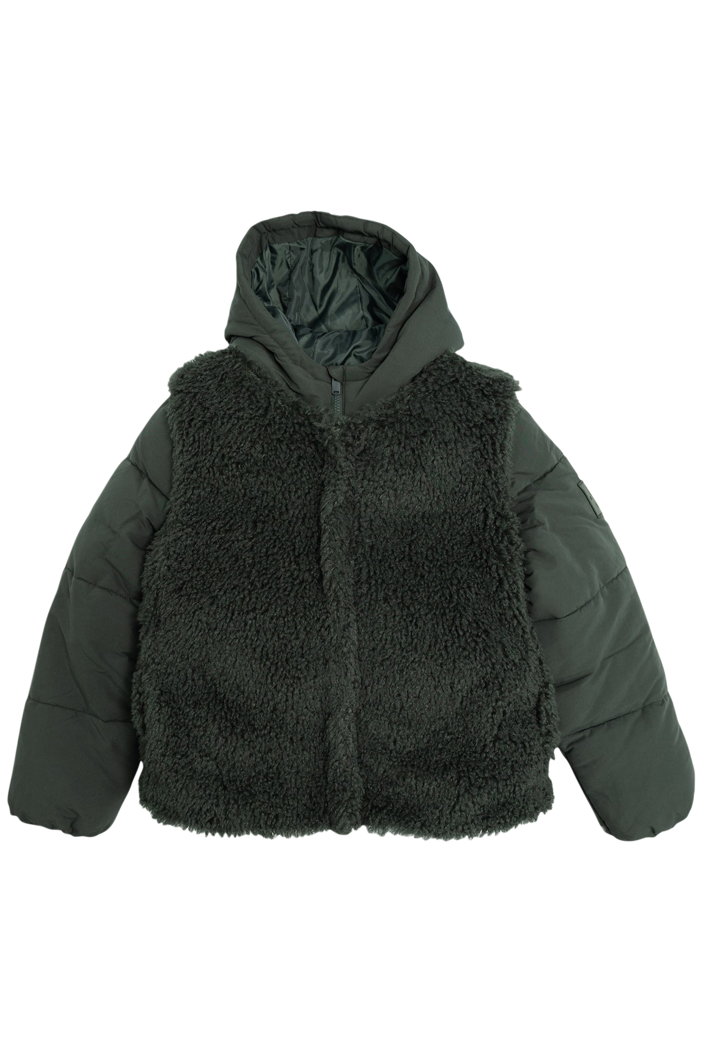 GIRL'S 2-IN-1 KHAKI DOWN JACKET WITH SHERPA VEST 3