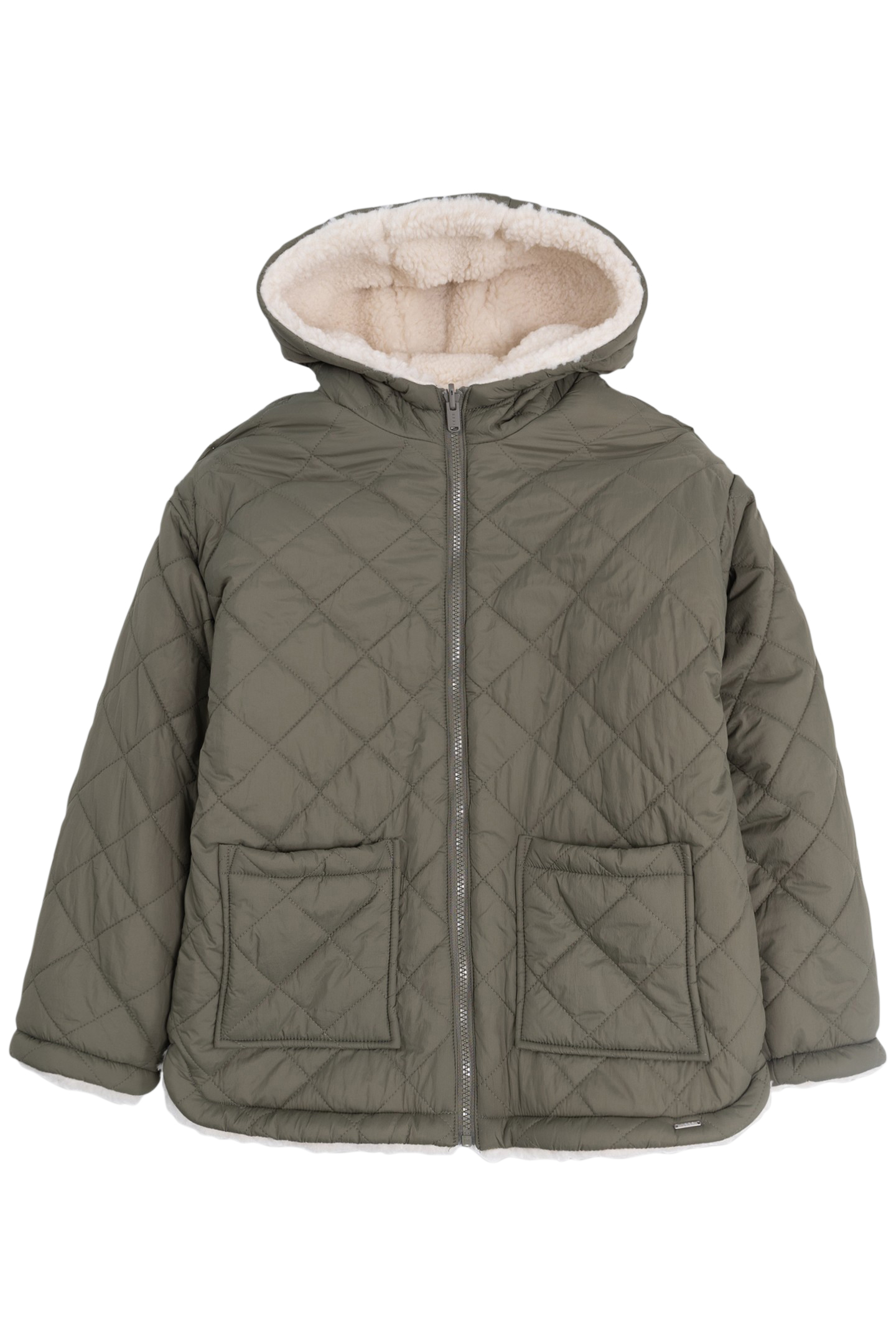 GIRL'S 4-IN-1 KHAKI PARKA, REVERSIBLE PADDED JACKET, GILET 3
