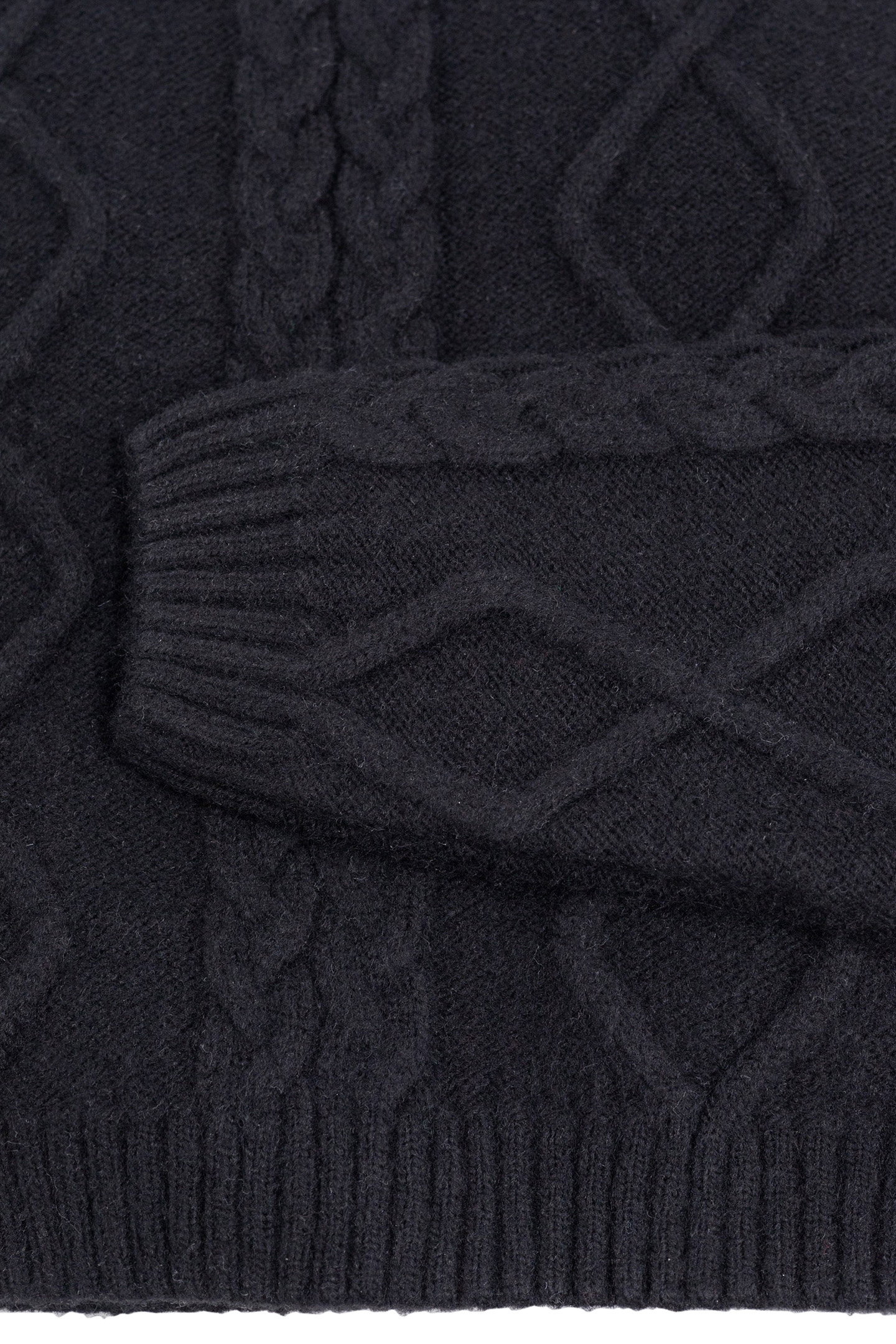 GIRL'S BLACK CABLE-KNIT HOODED SWEATER 5