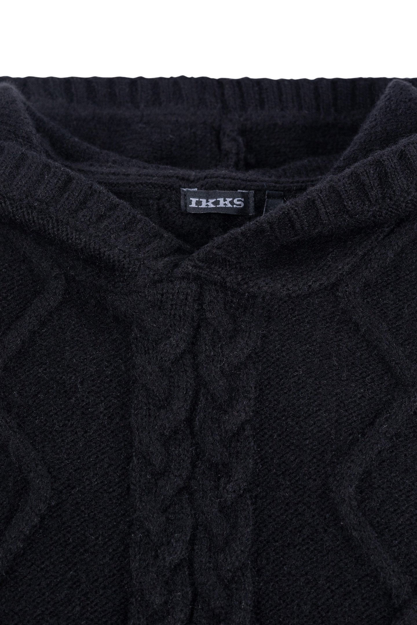 GIRL'S BLACK CABLE-KNIT HOODED SWEATER 3