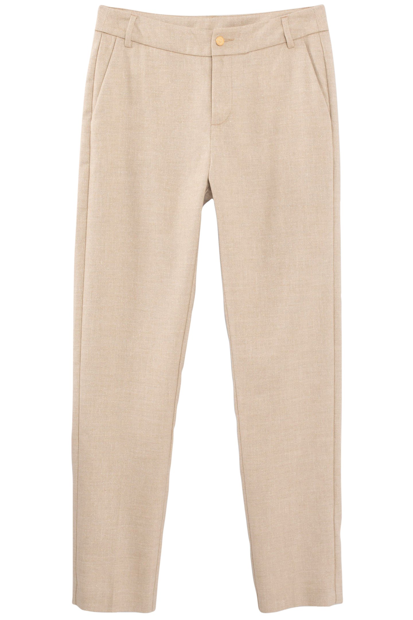 IRIDESCENT BEIGE LINEN-BLEND SUIT TROUSERS 4