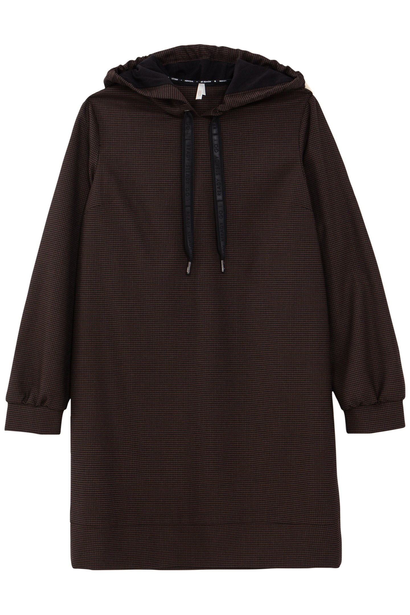 CAMEL HOUNDSTOOTH HOODED DRESS 4