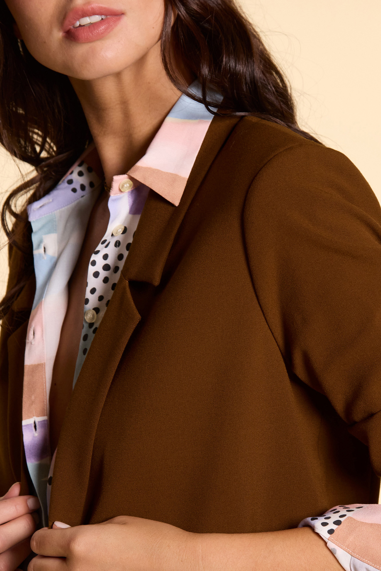 CAMEL DOUBLE-BREASTED SUIT JACKET 6