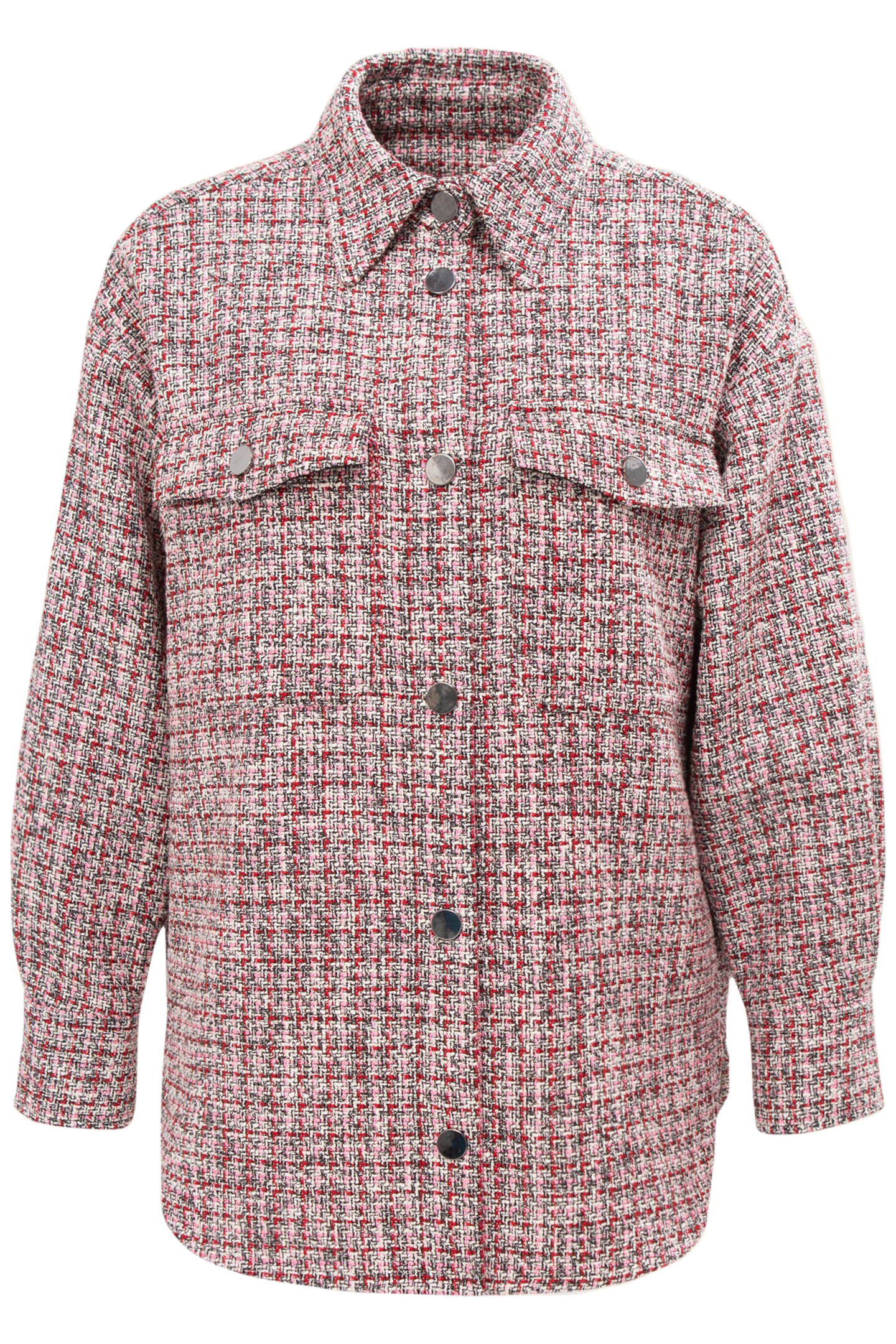 RED DECORATIVE TWEED-STYLE OVERSHIRT 4