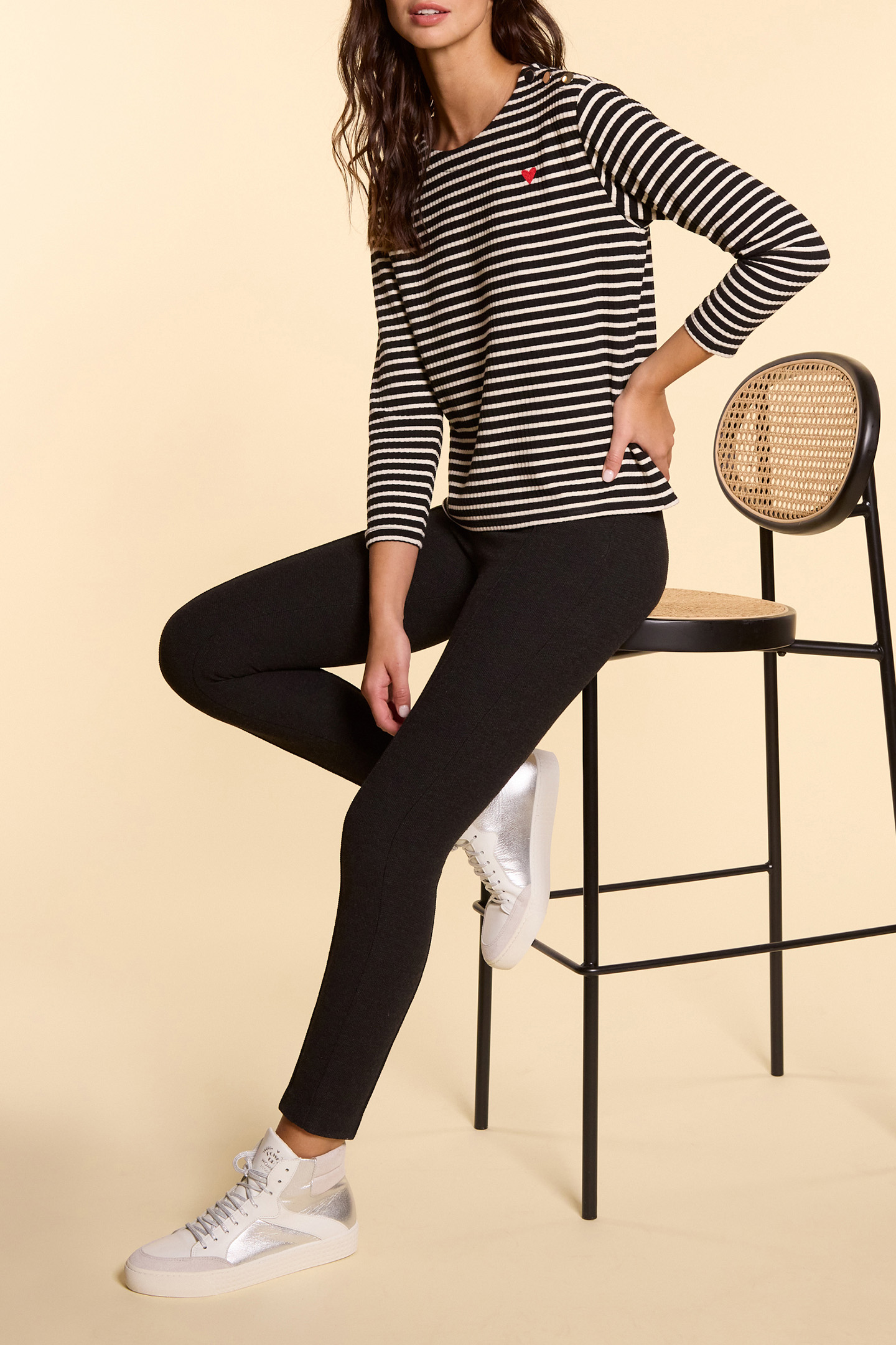 BLACK SAILOR STRIPE TOP WITH HEART EMBROIDERY 5