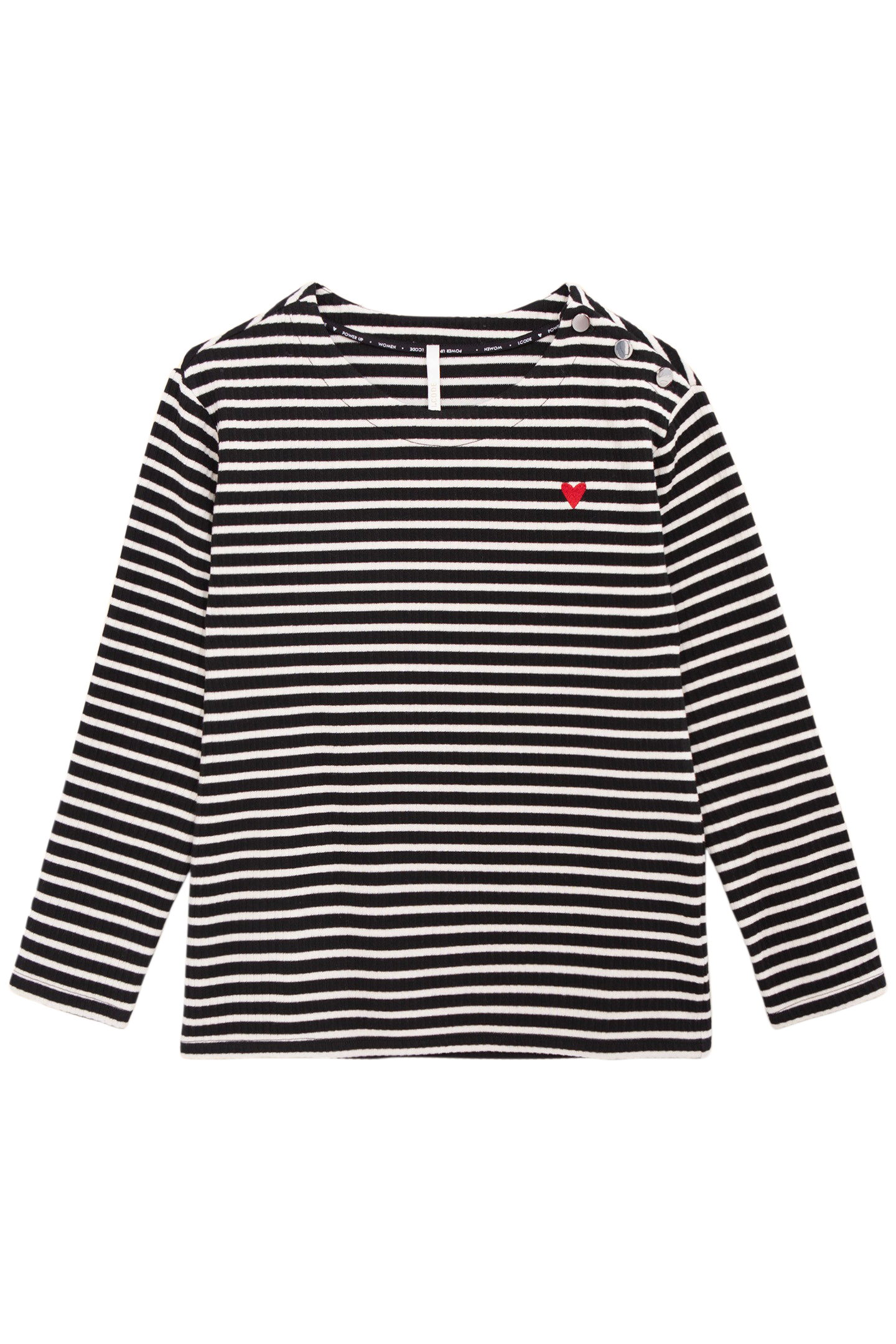BLACK SAILOR STRIPE TOP WITH HEART EMBROIDERY 3