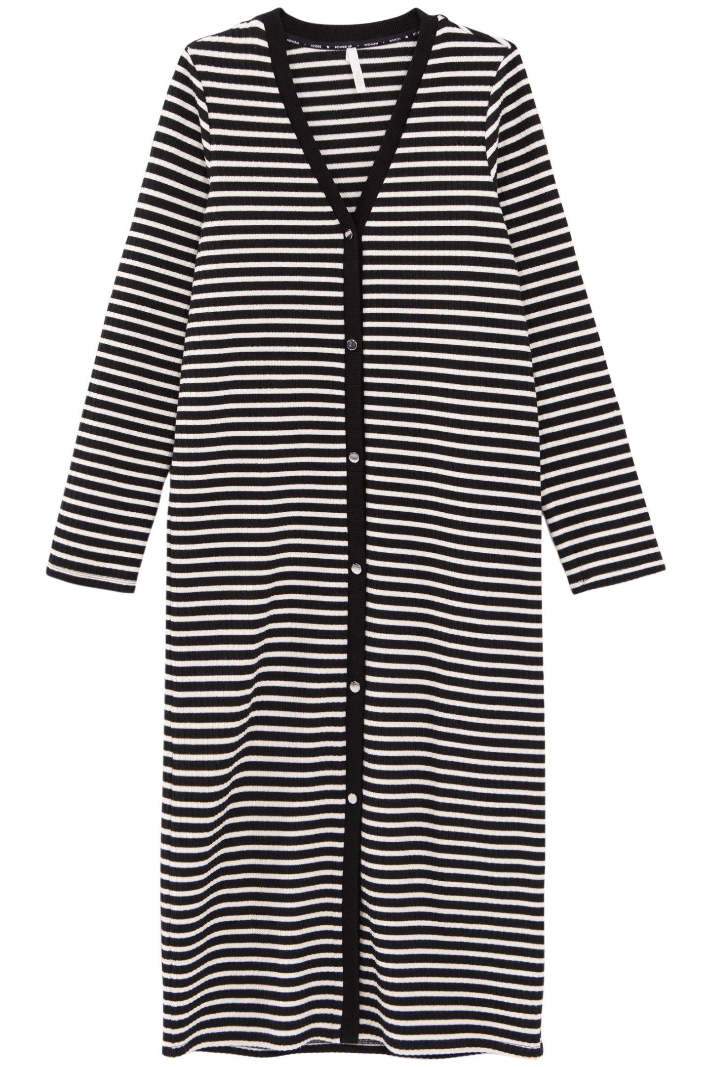 BLACK BUTTONED SAILOR-STRIPE LONG DRESS 3