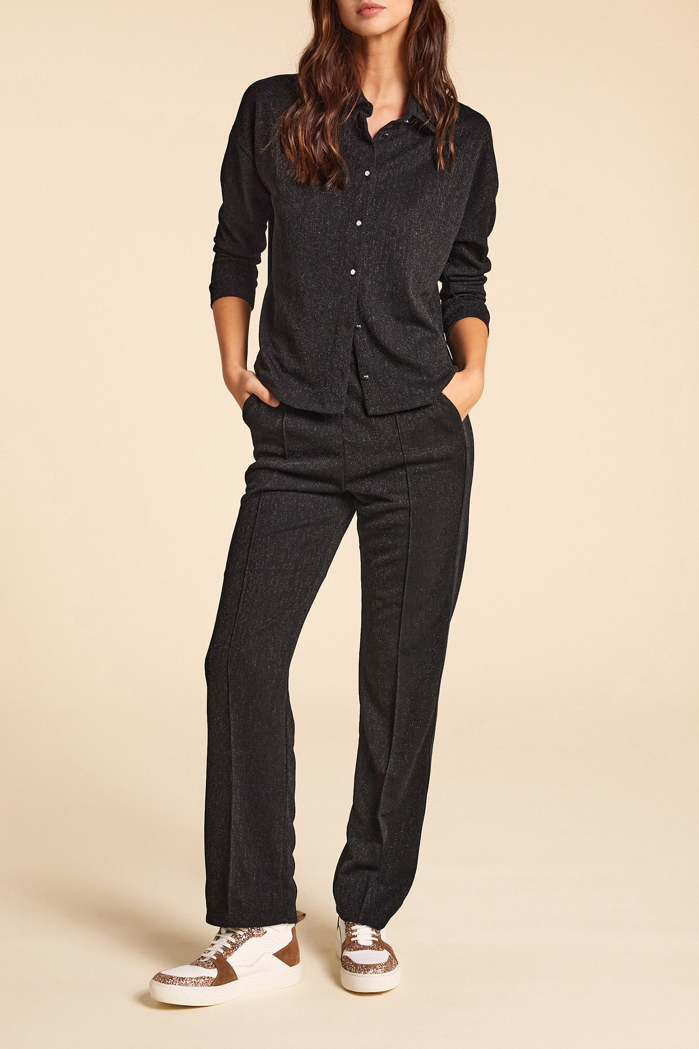 BLACK GLITTERY KNIT SHIRT 1