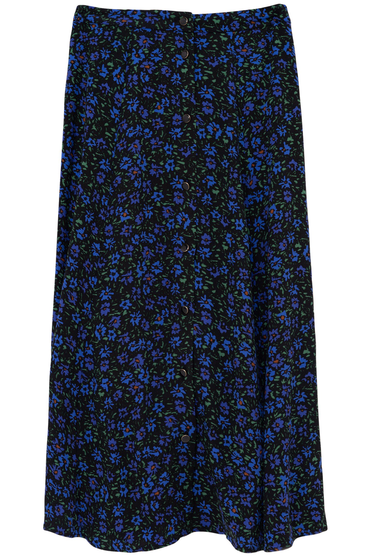 BLACK MIDI SKIRT WITH WINTER FLOWERS PRINT 3