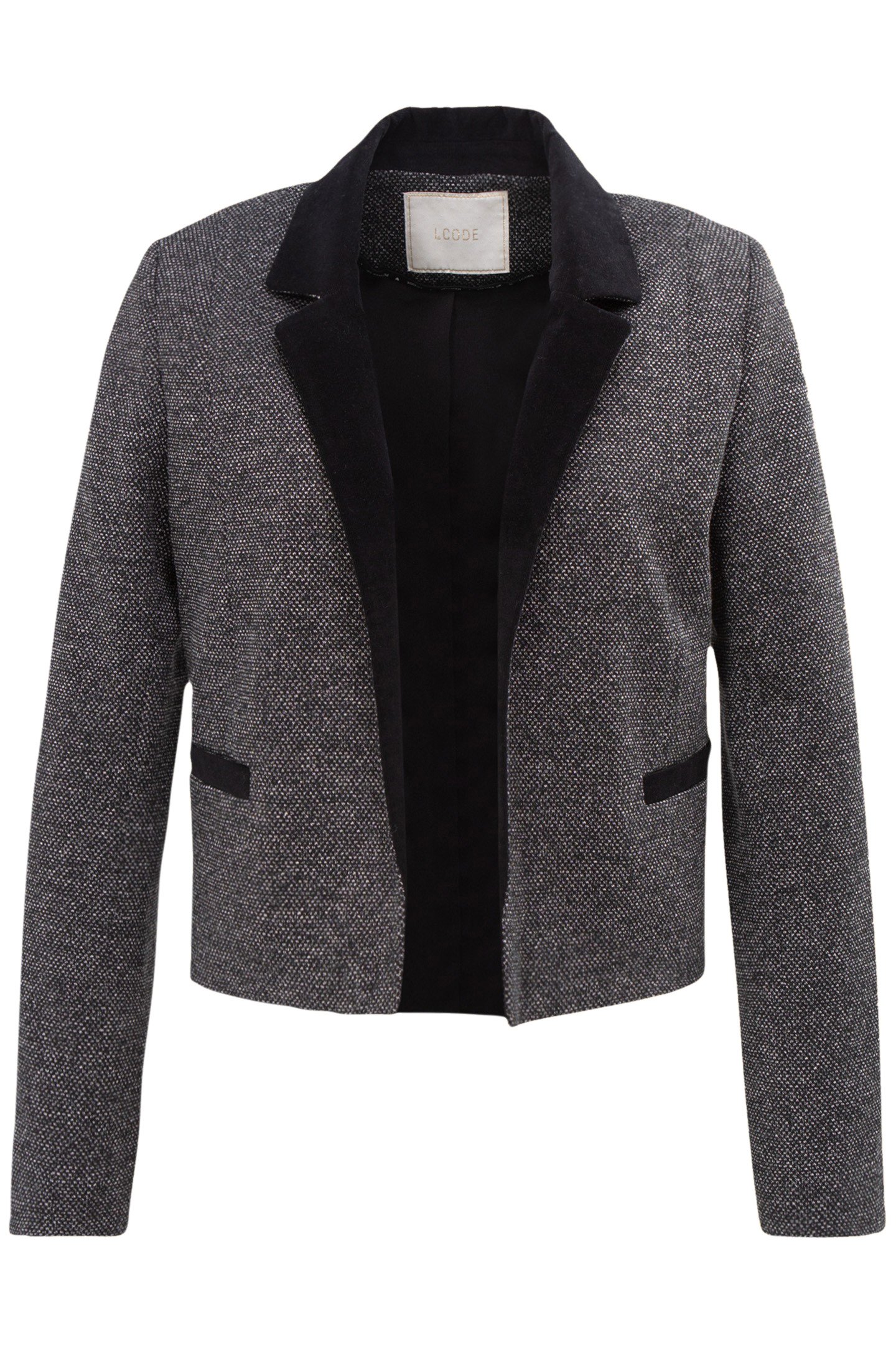 BLACK SEMI-PLAIN KNIT SHORT JACKET 4