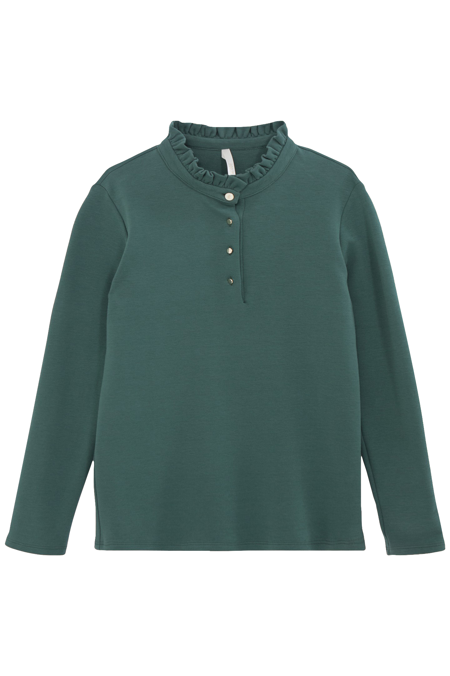 NIGHT GREEN KNIT T-SHIRT WITH RUFF COLLAR 2