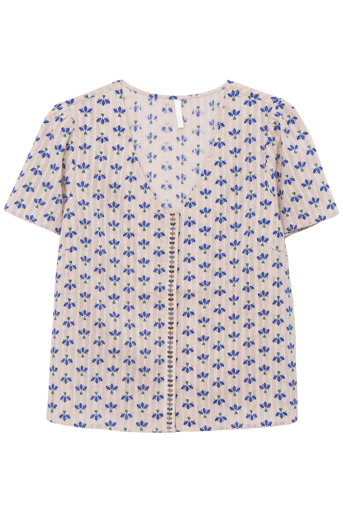 OFF-WHITE TOP WITH BLUE PETAL PRINT 4