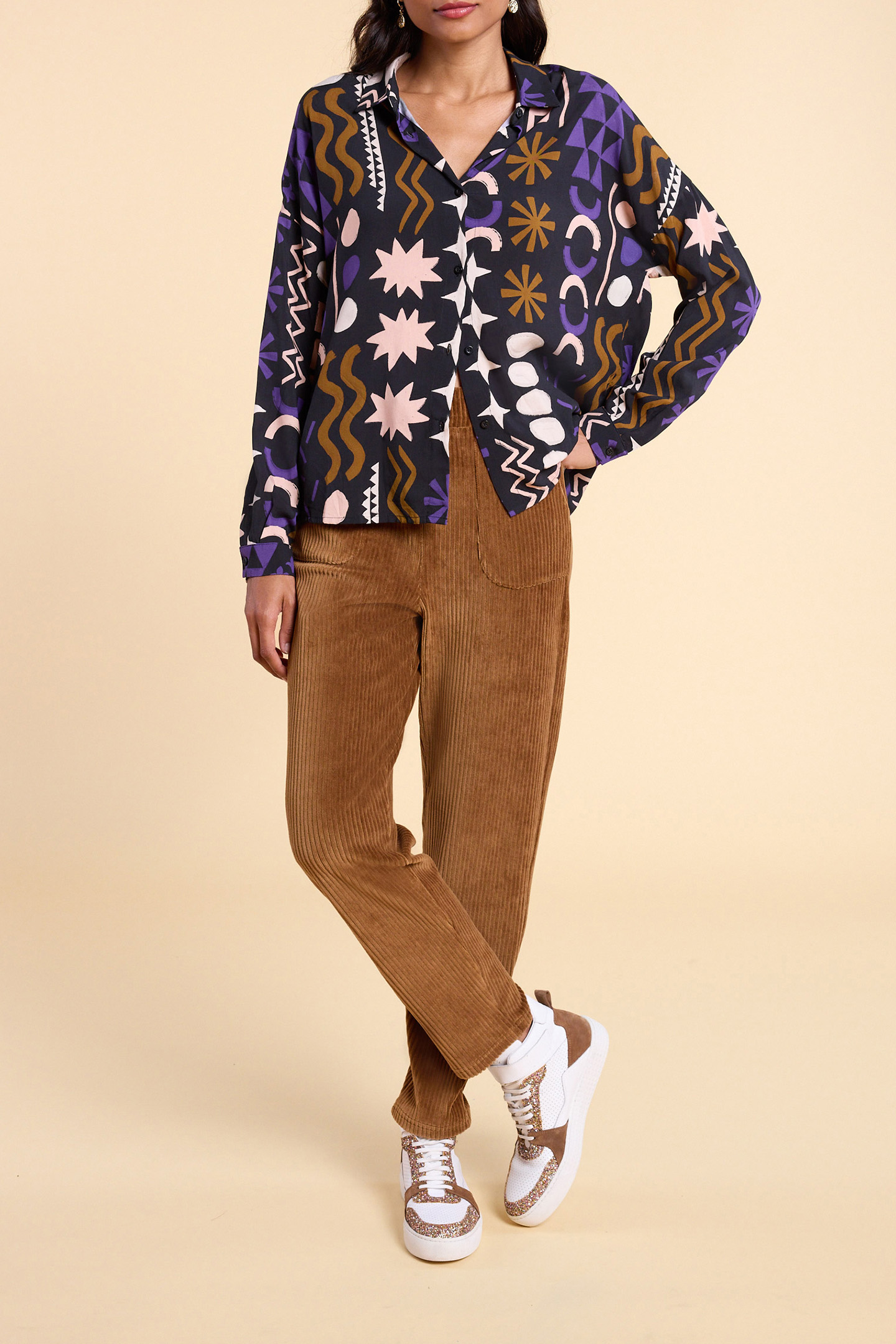 BLACK BLOUSE WITH ARTY PRINT 1