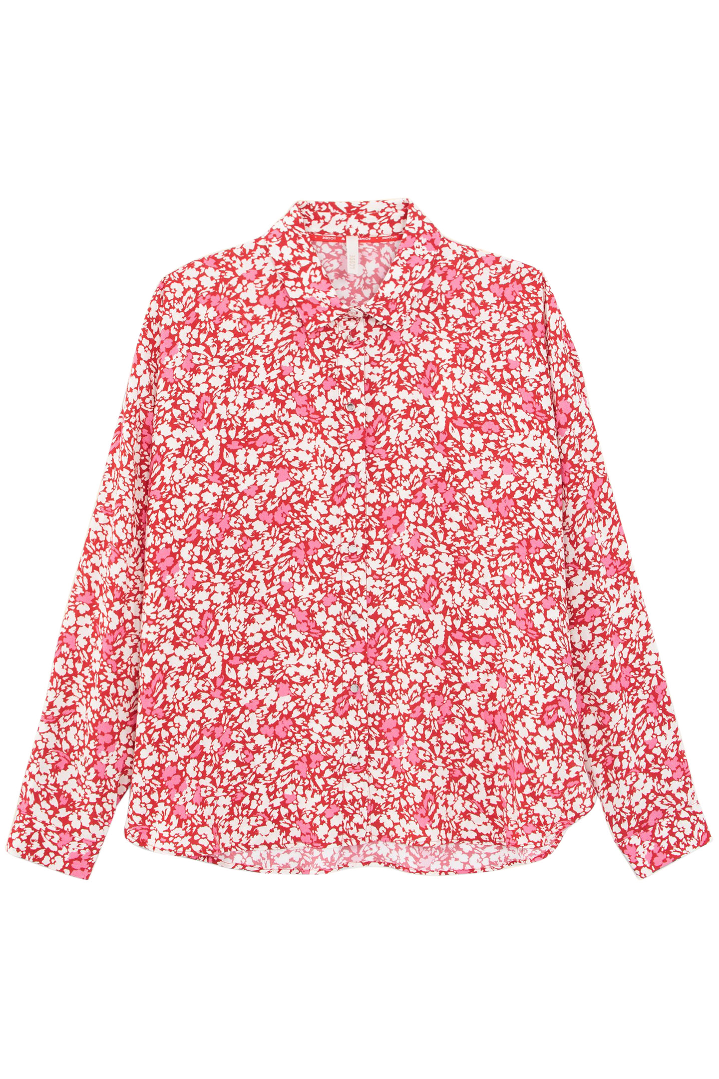 RED SHIRT WITH FLORAL TACHIST PRINT 3