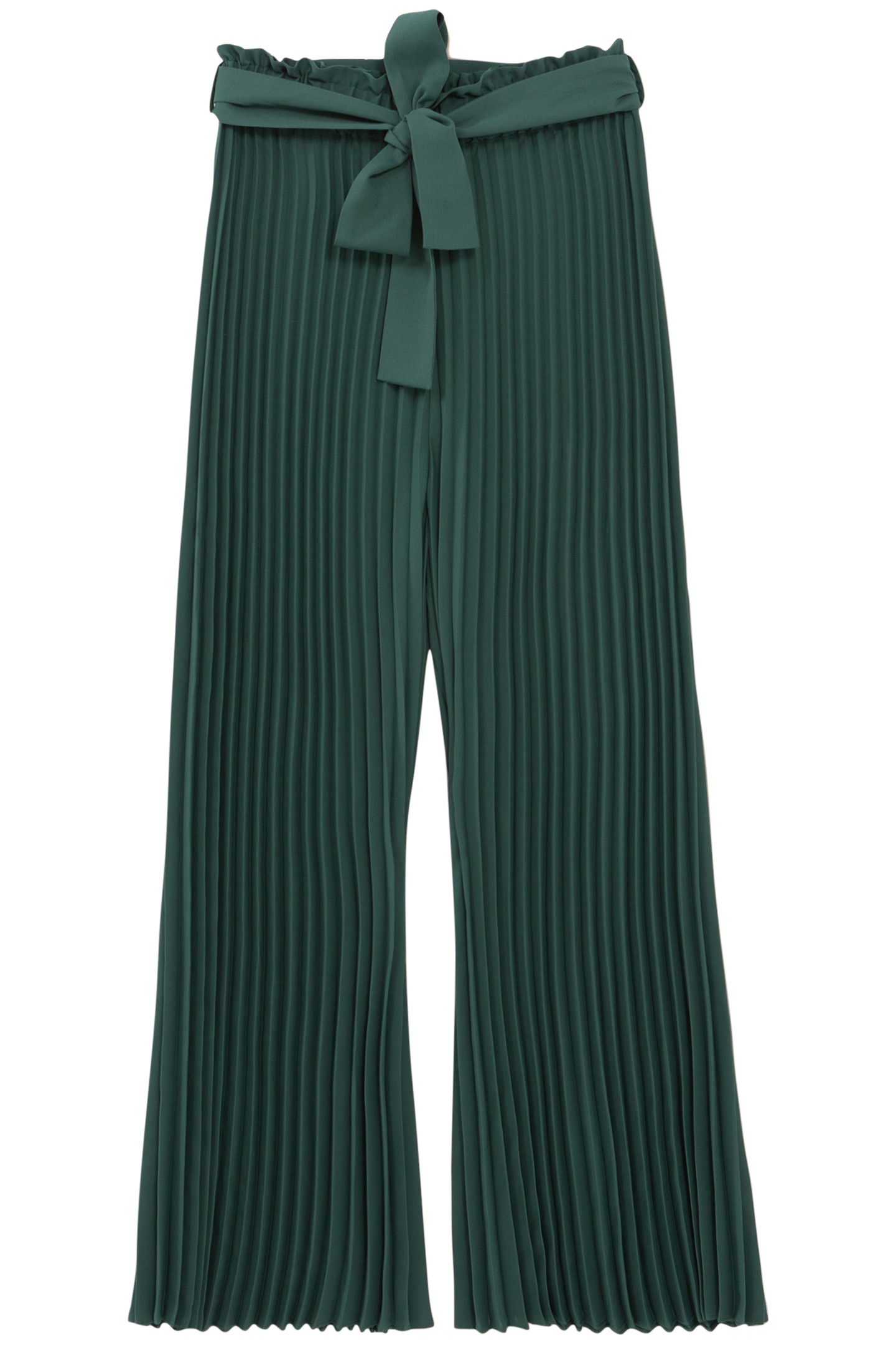 NIGHT GREEN PLEATED WIDE-LEG TROUSERS 3